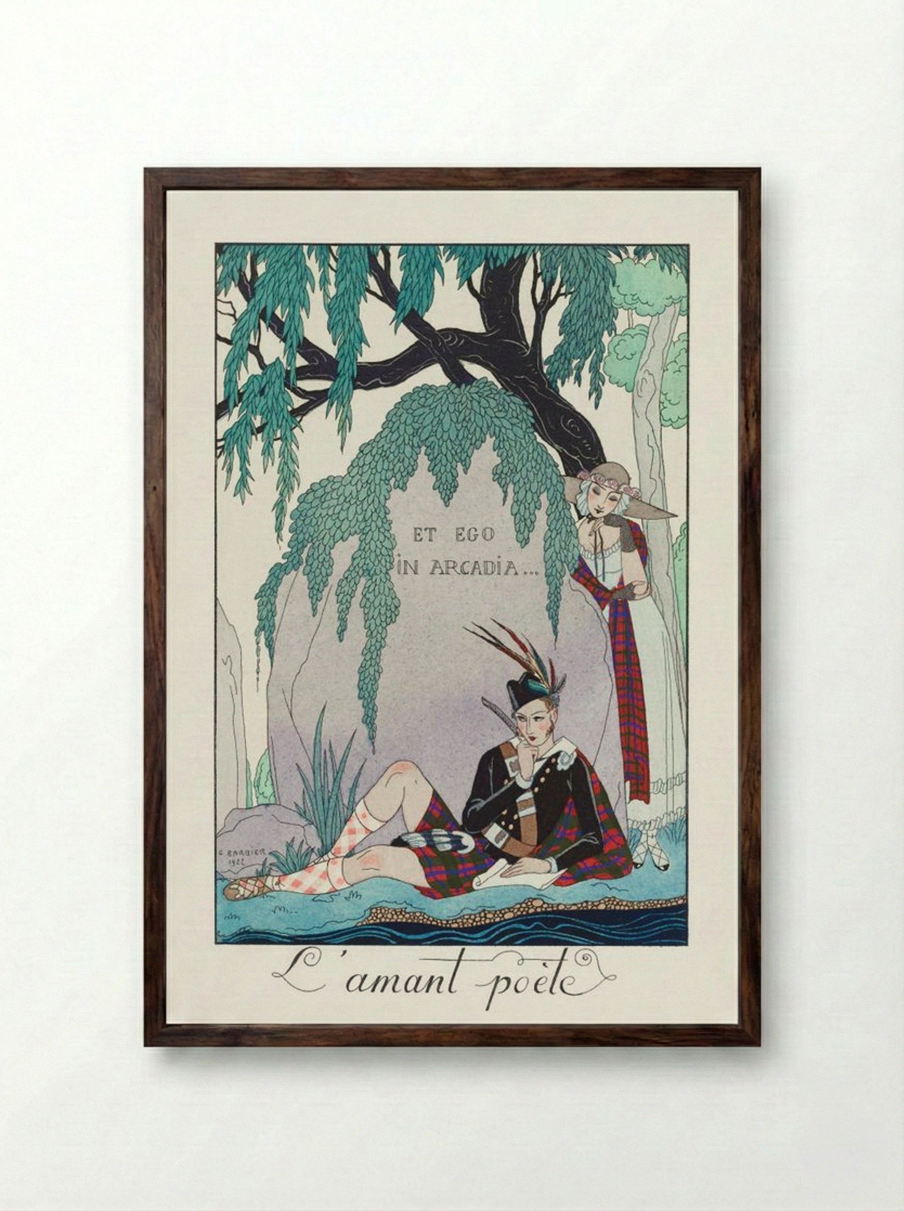 L'Amant Poète - George Barbier - Framed Print Dark Wood