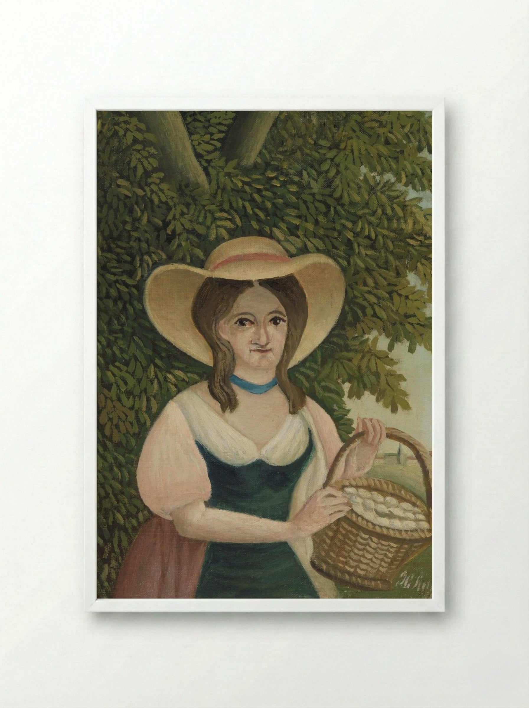 Woman with Basket of Eggs (La Femme au panier d'œufs) - Henri Rousseau - Framed Print White