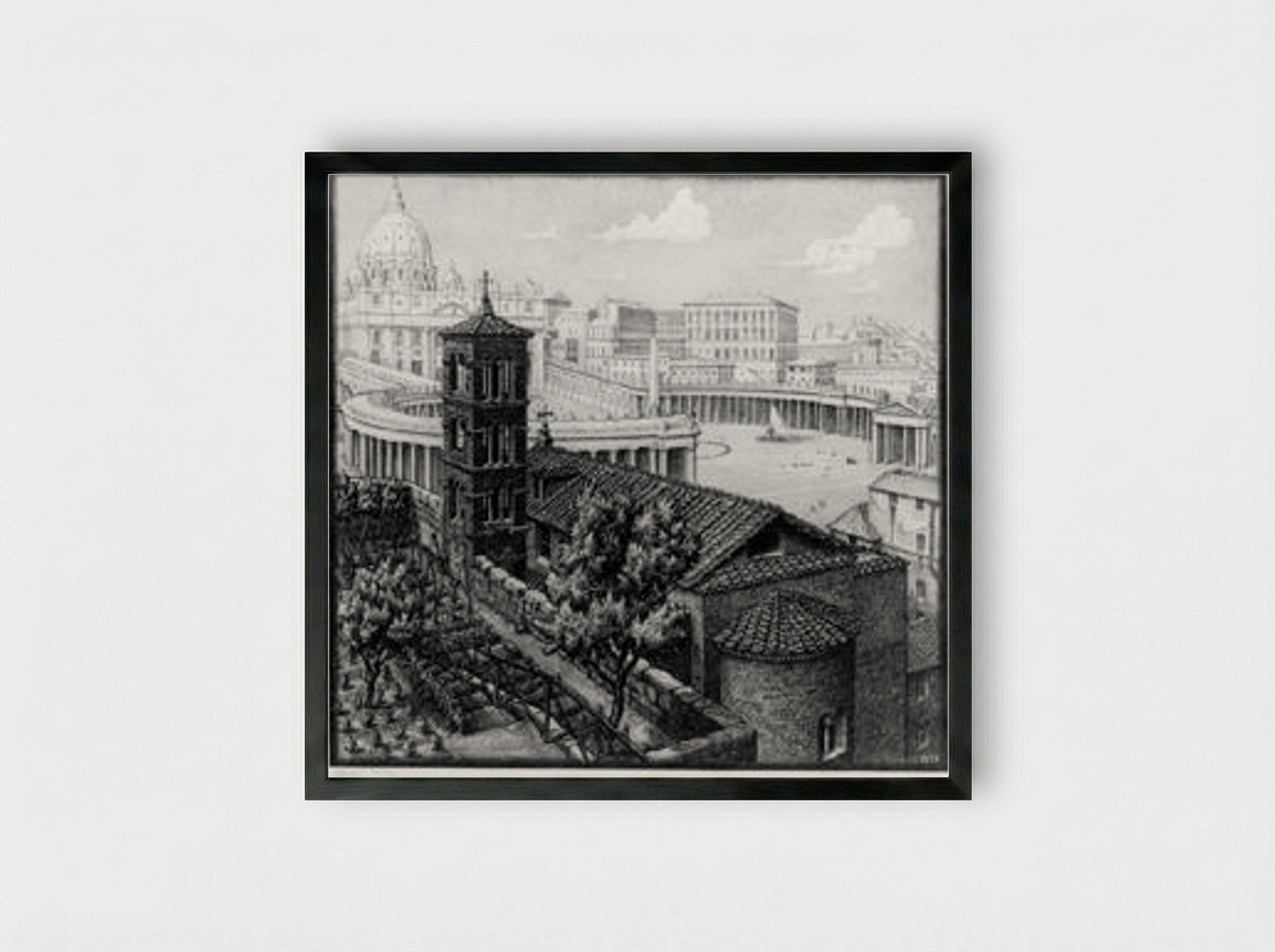 San Michele Dei Frisone, Rome - M.C. Escher - Framed Print Black