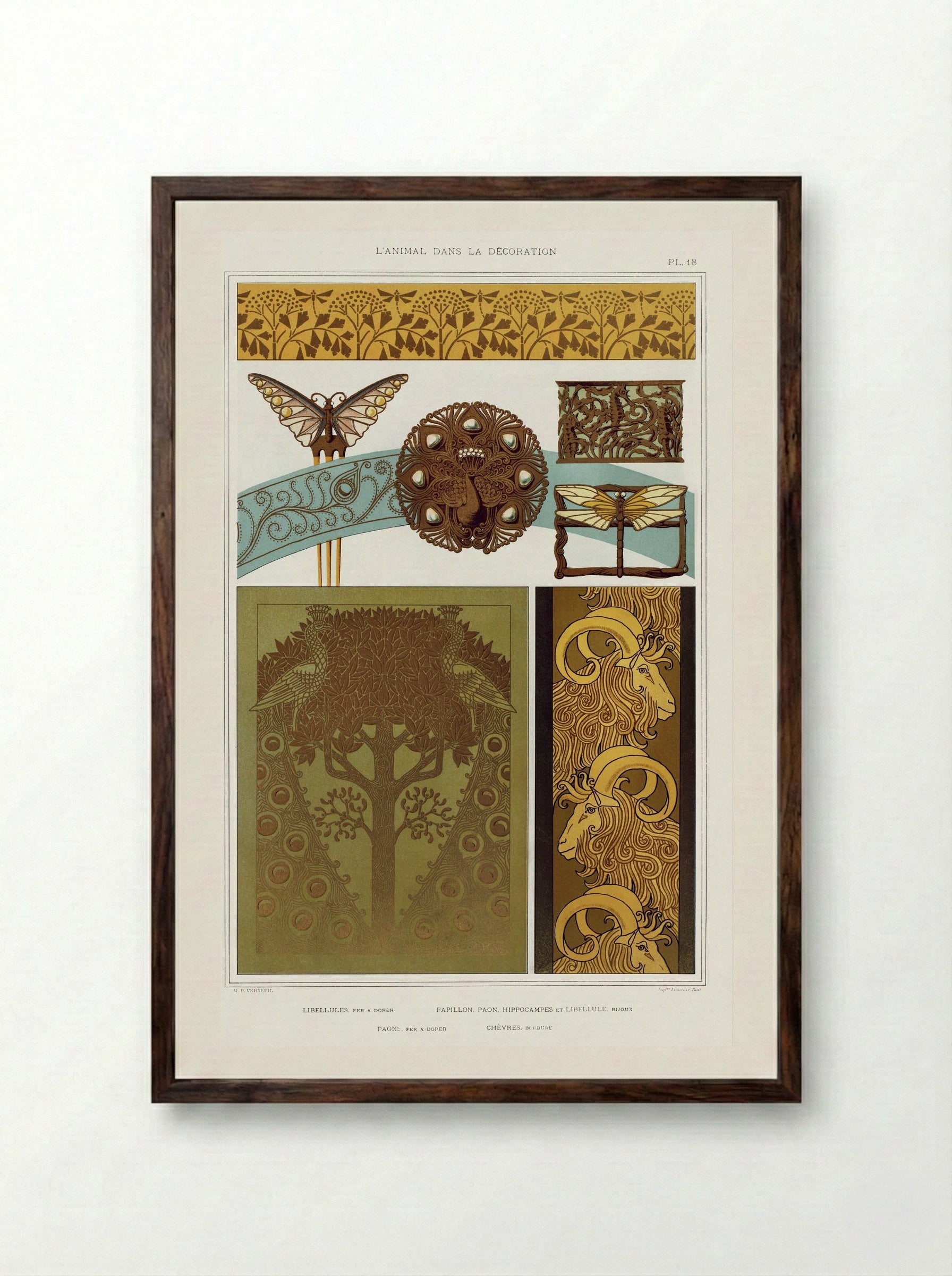 L'Animal dans la Décoration, Plate 18 - Maurice Pillard Verneuil - Framed Print Dark Wood