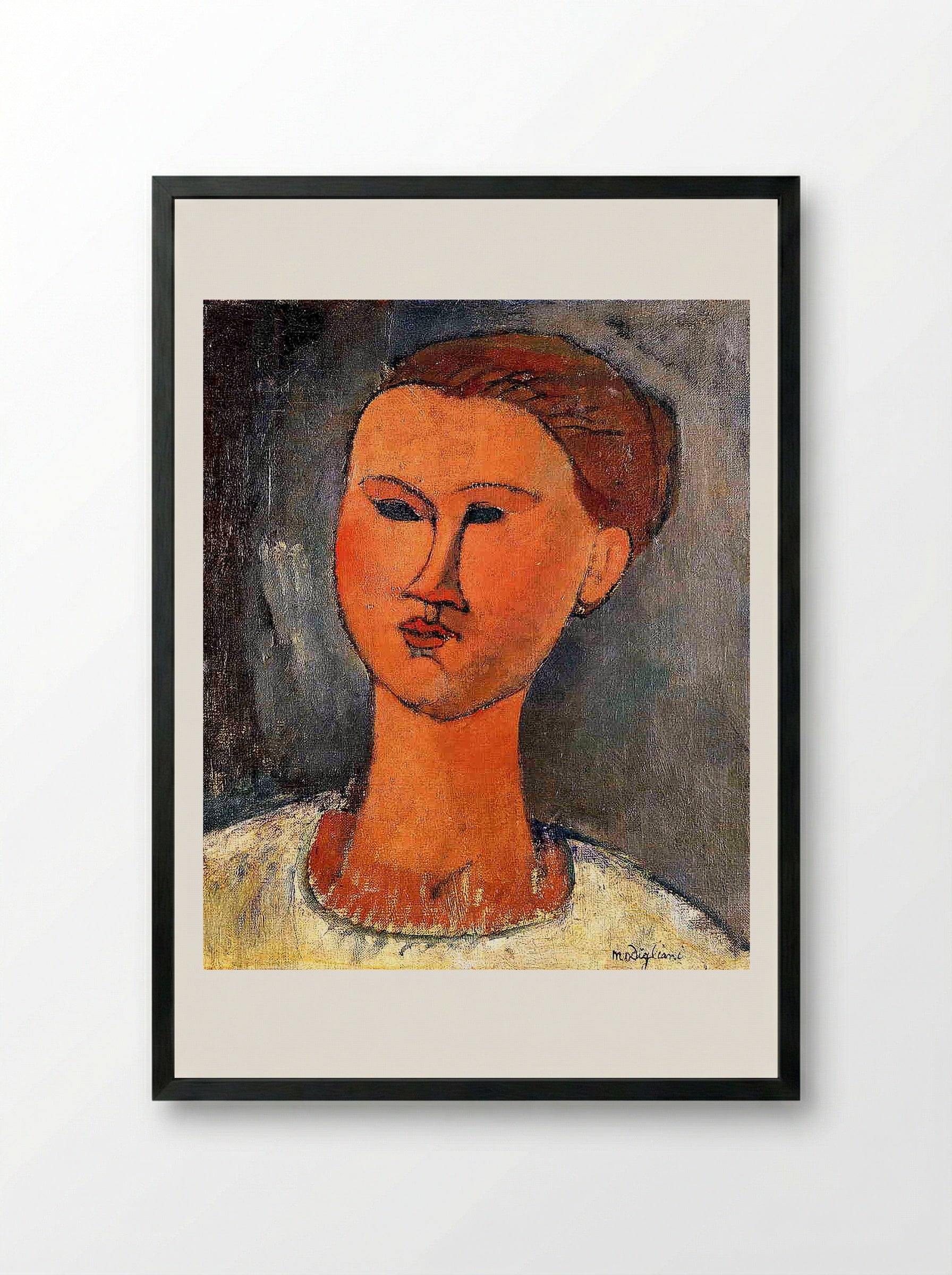 Woman's Head - Amedeo Modigliani - Framed Print Black