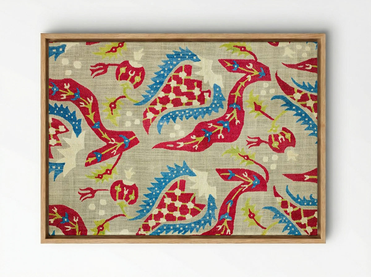 Turkish Bed Cover (Embroidered Textile Design) - William Morris - Framed Canvas Wood