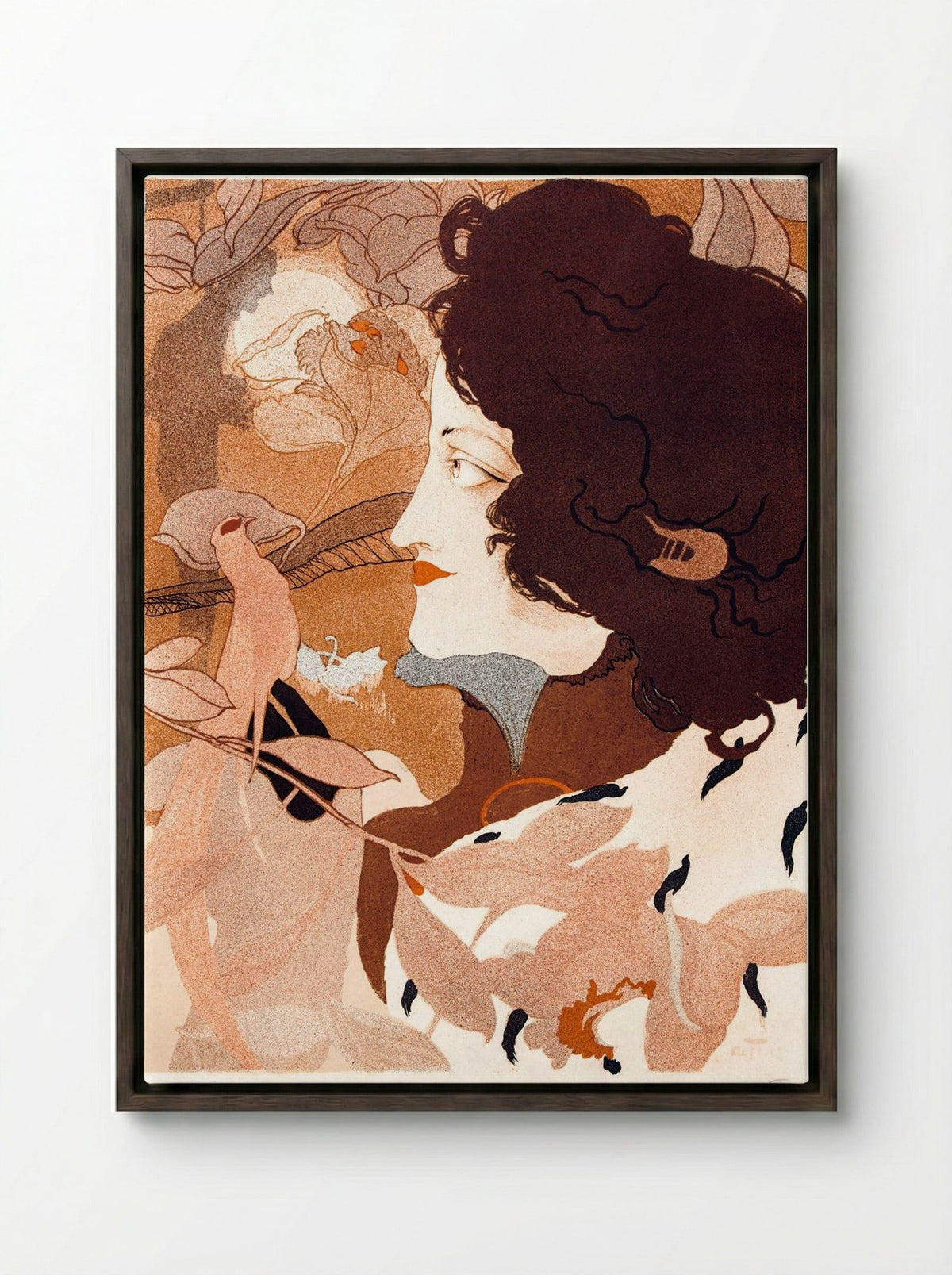 La Femme Fatale - Georges de Feure - Framed Canvas Dark Wood