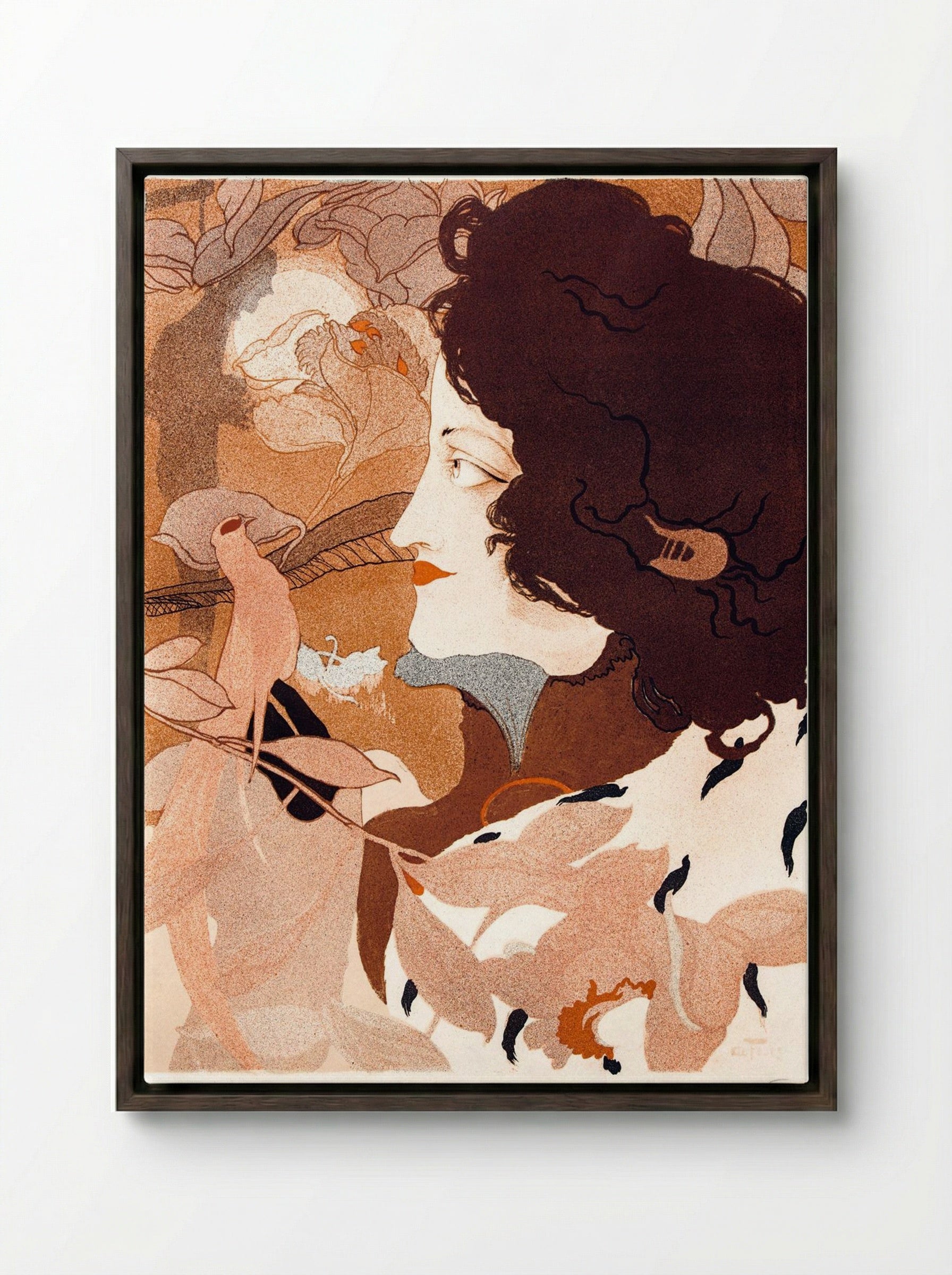 La Femme Fatale - Georges de Feure - Framed Canvas Dark Wood