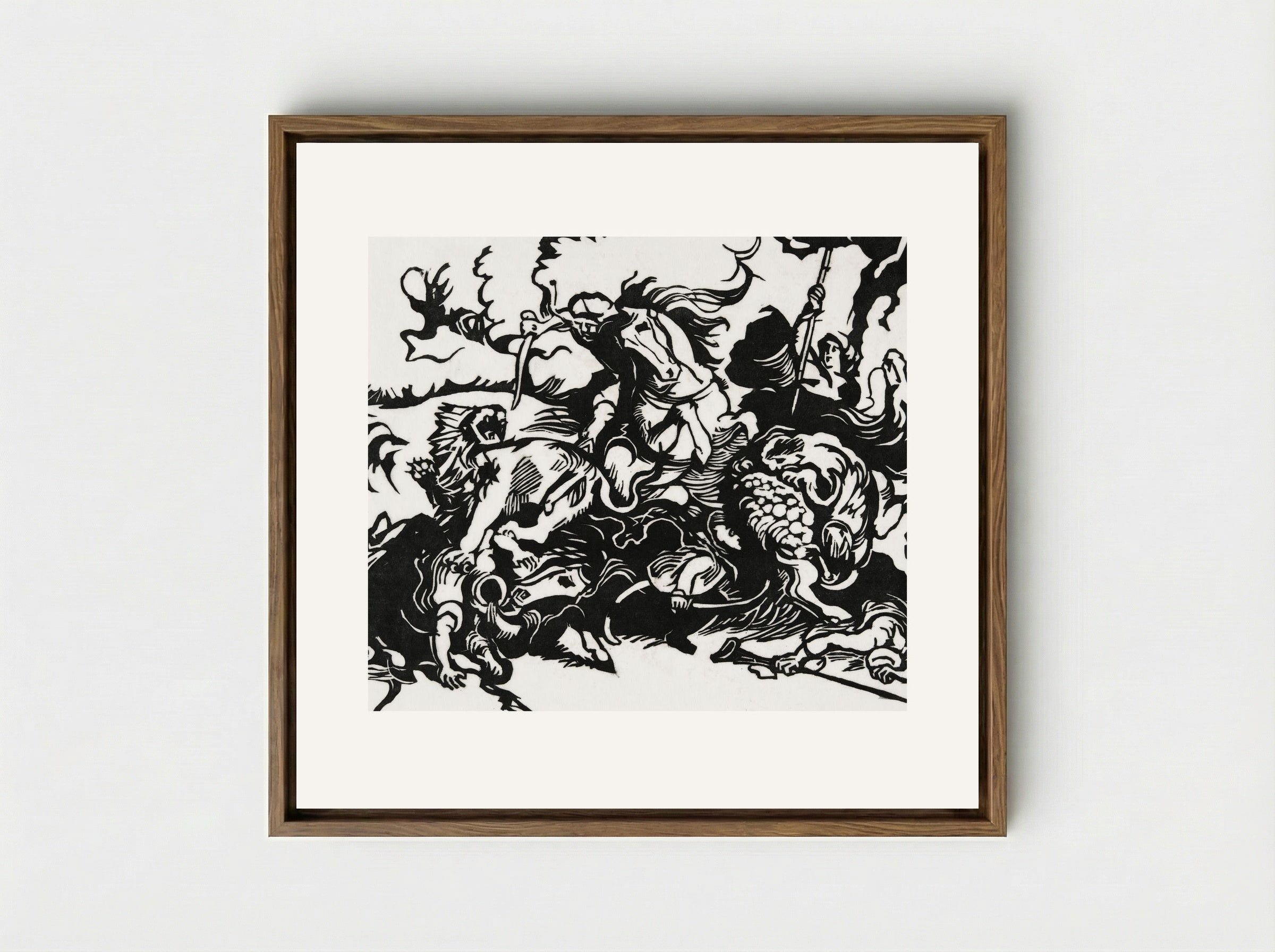 Lion Hunt - Franz Marc - Framed Canvas Wood