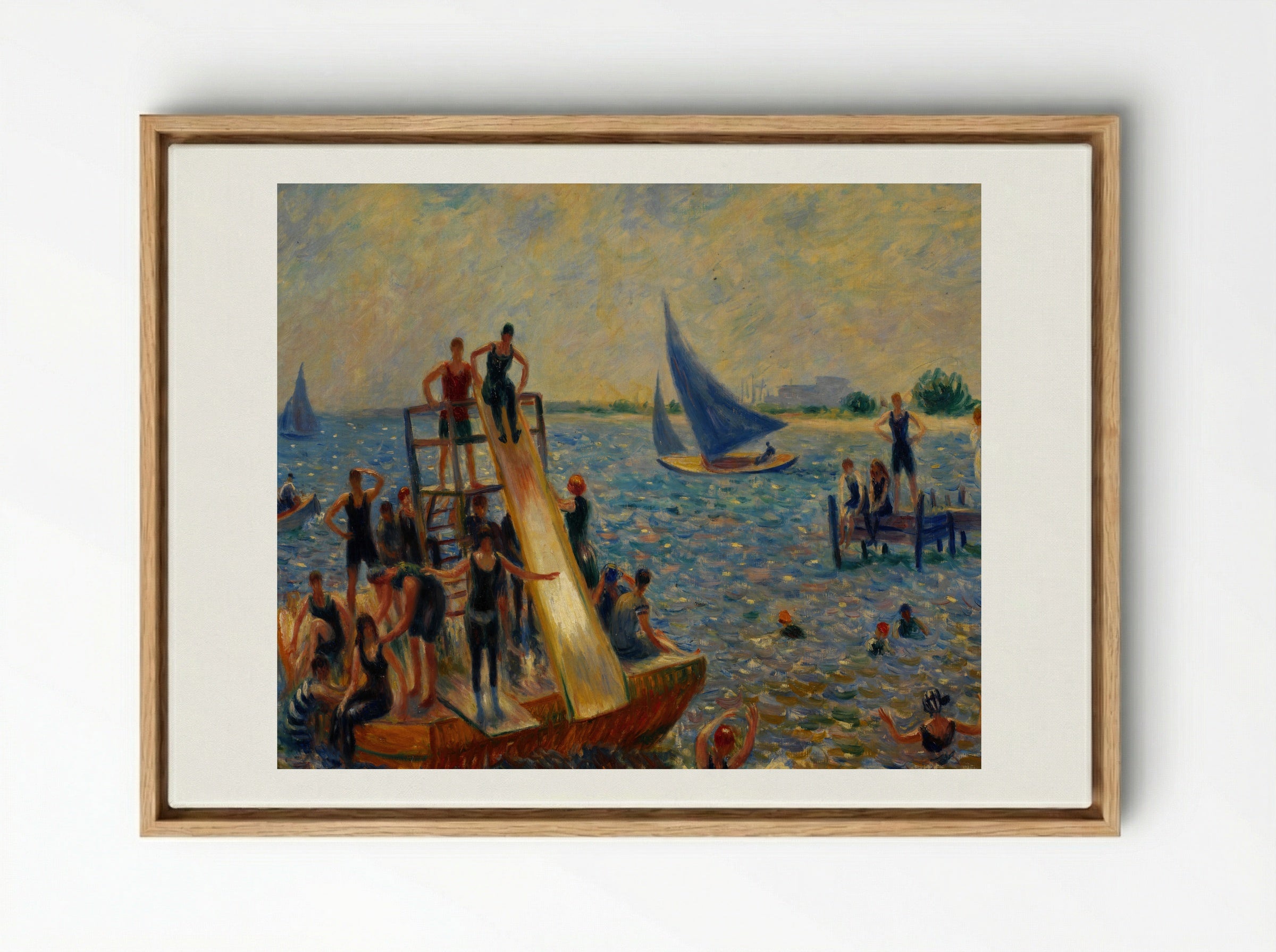 The Raft - William James Glackens - Framed Canvas Wood