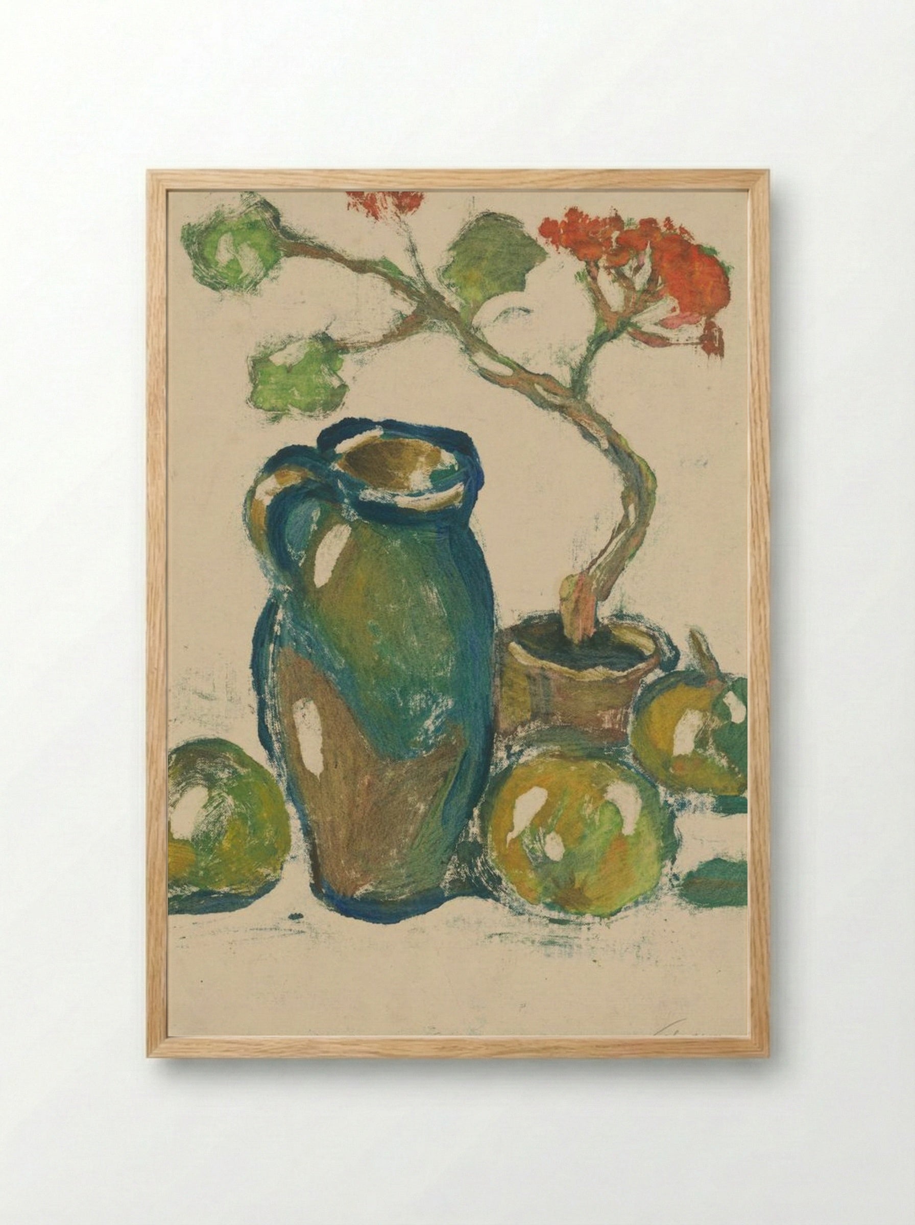 Still Life with Pitcher and Fruit - Zolo Palugyay - Framed Print Wood