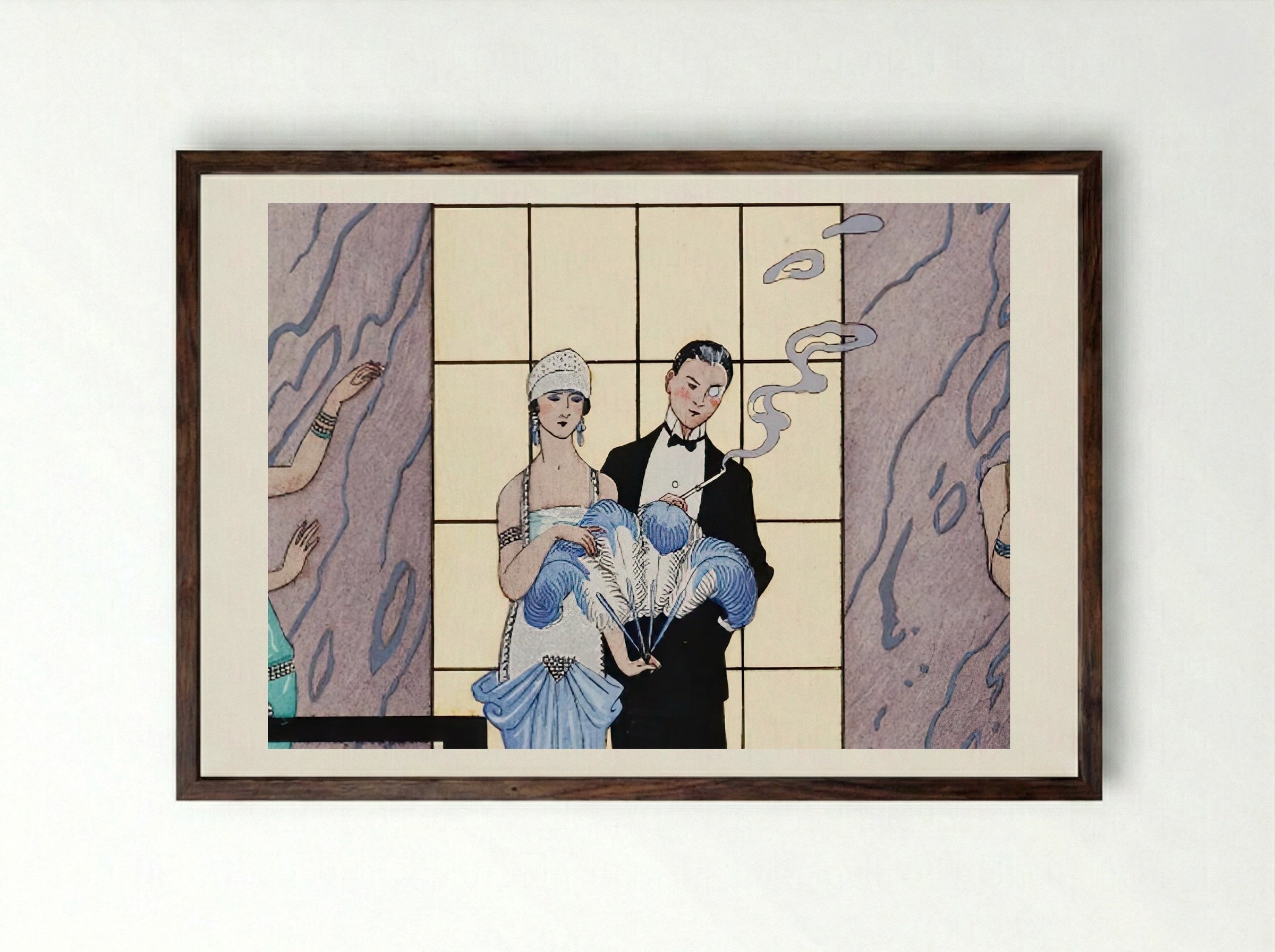 Au Revoir - George Barbier - Framed Print Dark Wood