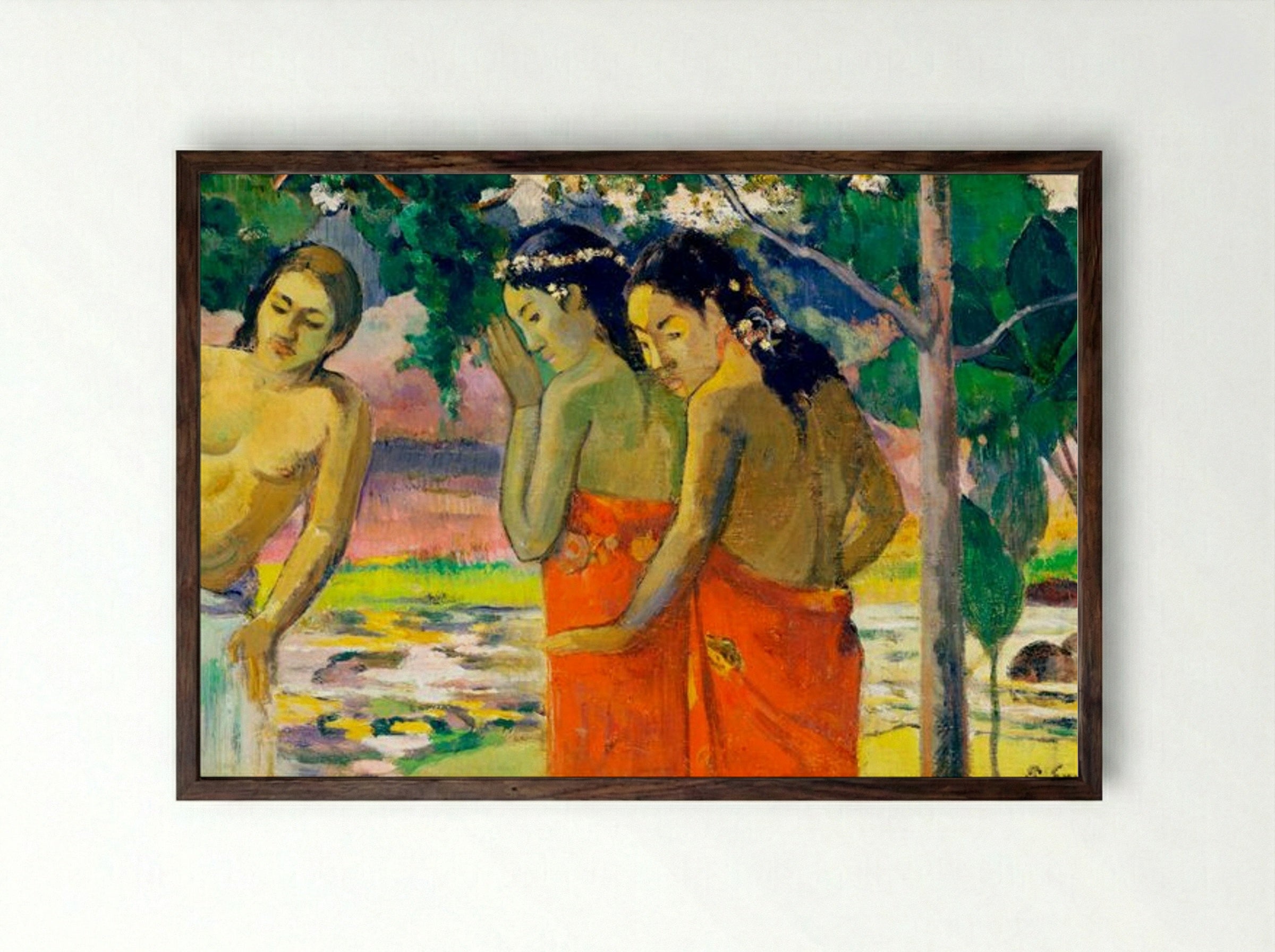 Three Tahitian Women - Paul Gauguin - Framed Print Dark Wood
