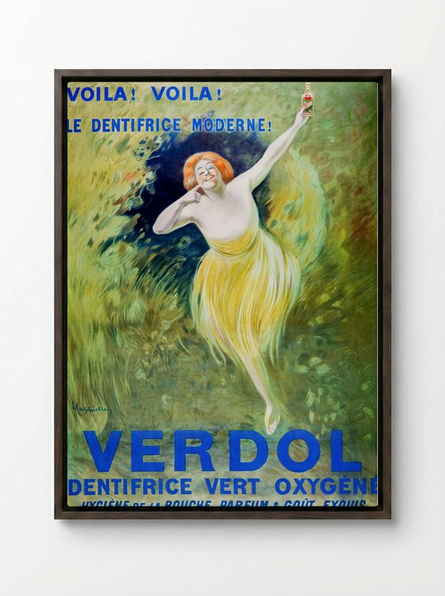 Verdol Oxygenated Green Toothpaste - Leonetto Cappiello - Framed Canvas Dark Wood