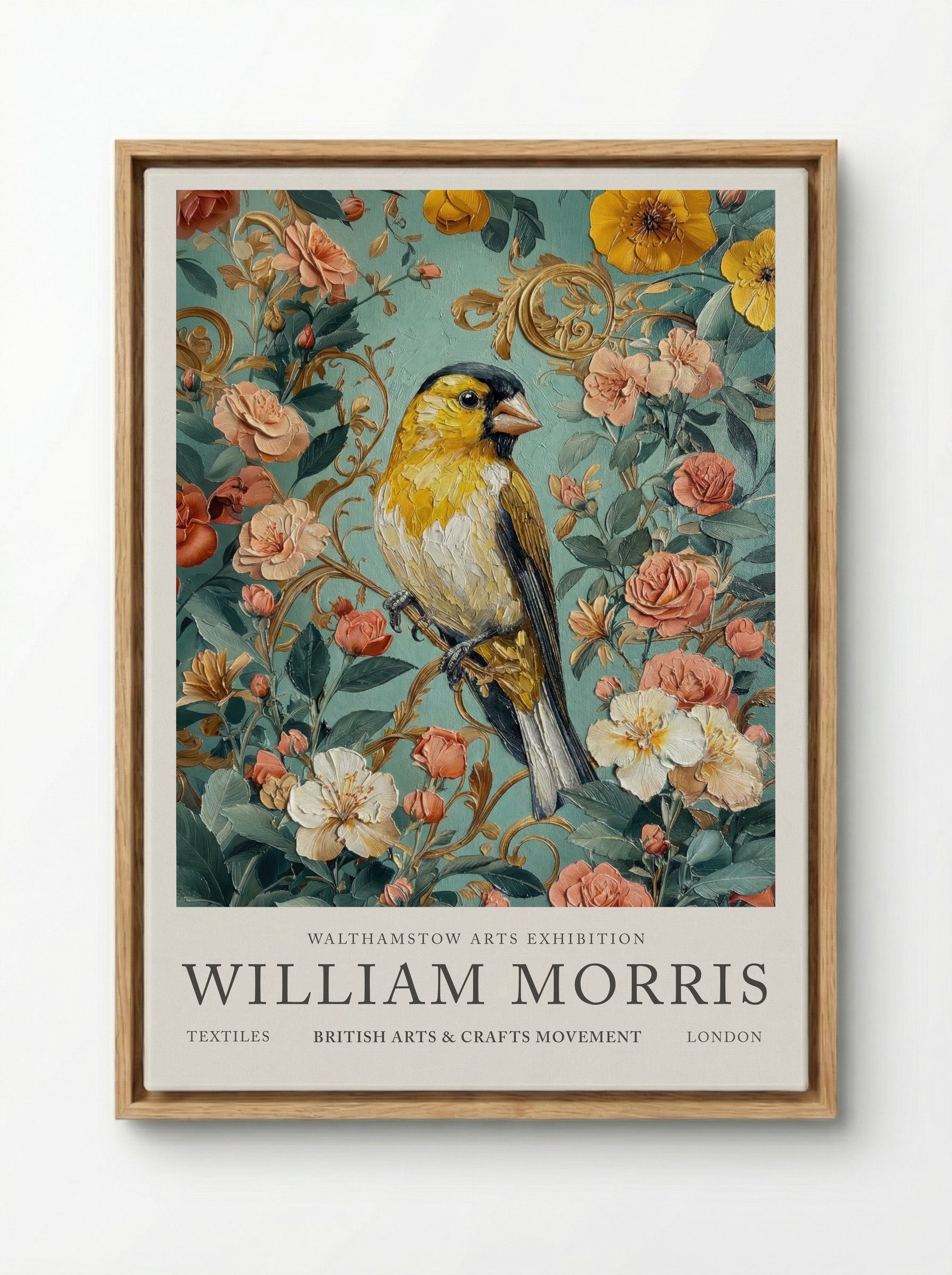 Goldfinch Glow - William Morris - Framed Canvas Wood