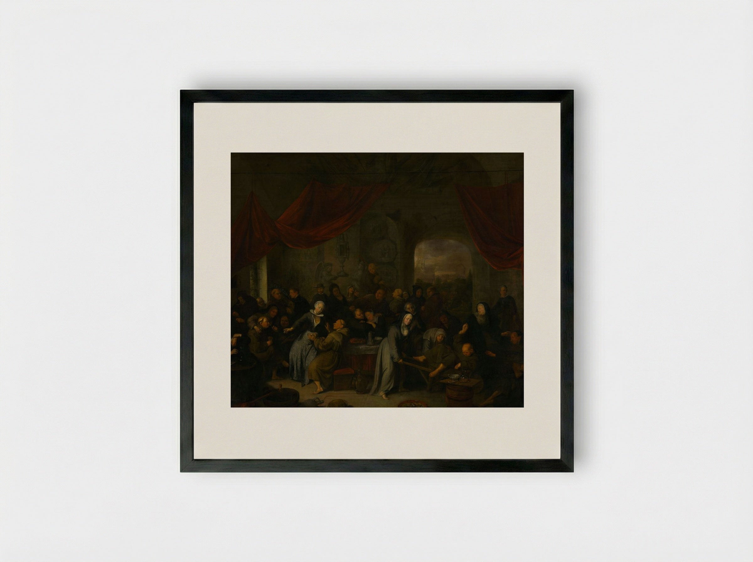 Monk's Entertainment in a Roman Cloister - Pieter Jansz. Quast - Framed Print Black