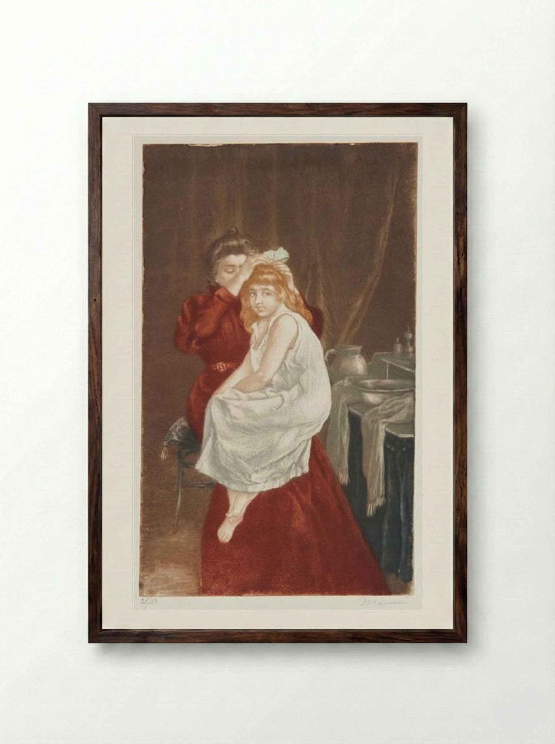 Le ruban de coiffure - Charles Maurin - Framed Print Dark Wood