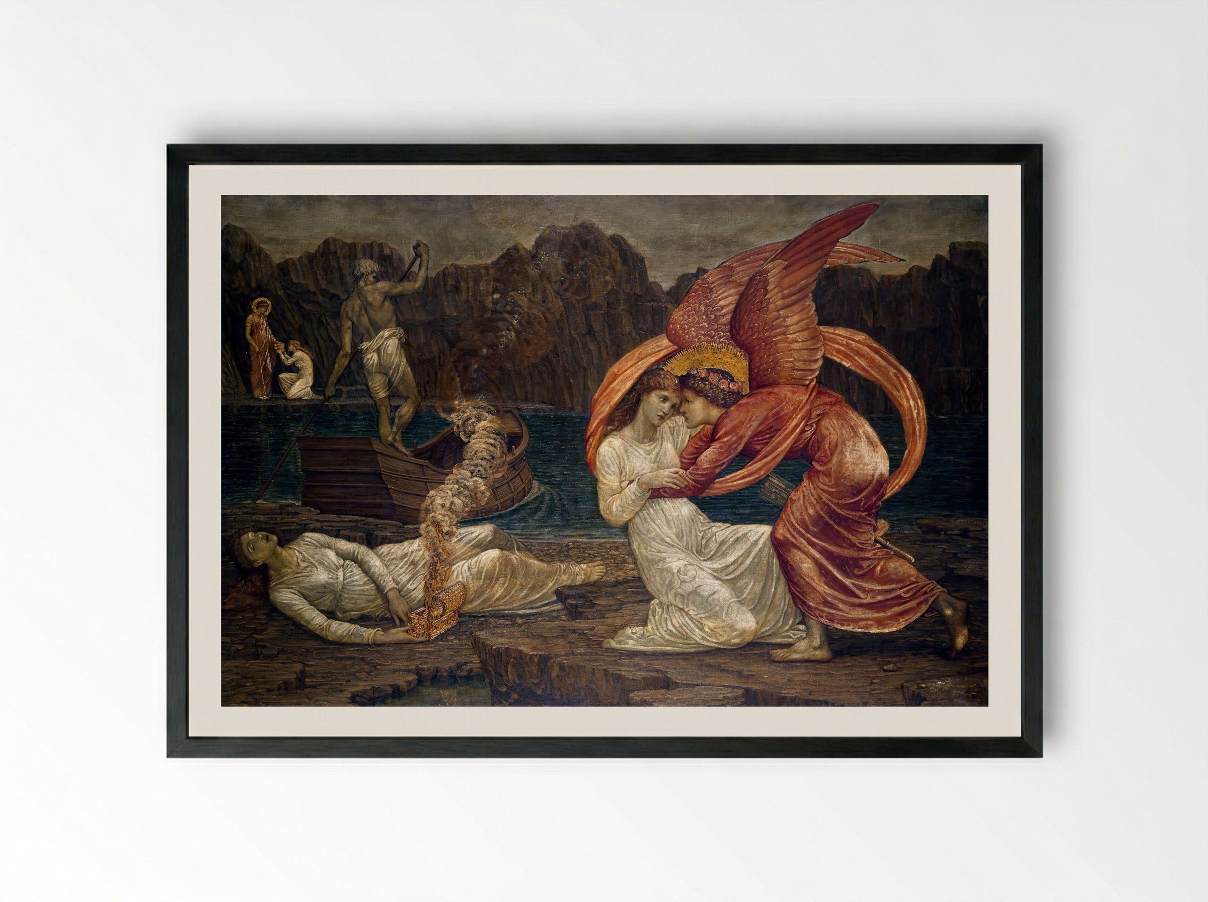 Psyche Receiving the Casket from Proserpine - Edward Burne-Jones - Framed Print Black