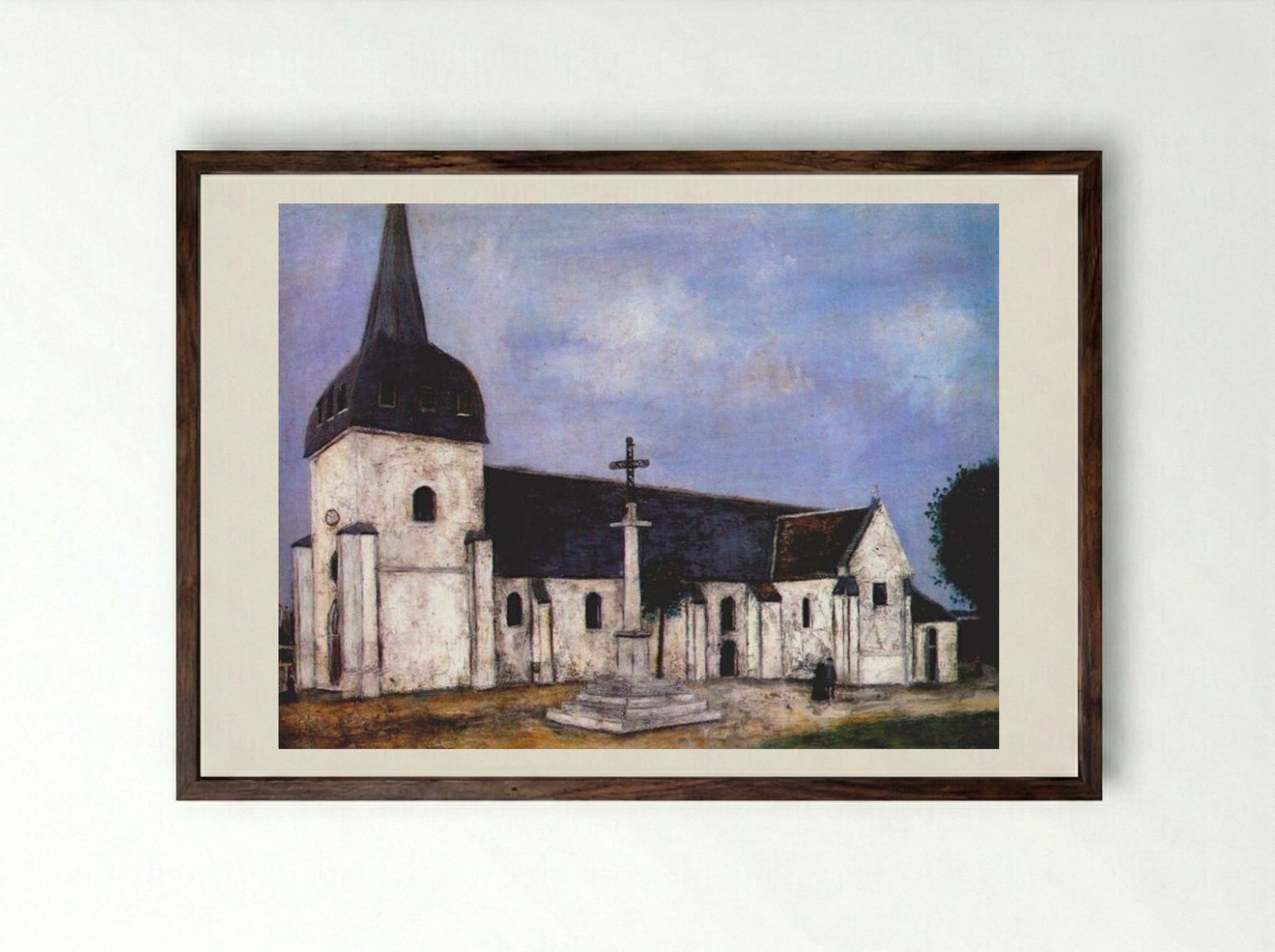 Church of St. Hilary - Maurice Utrillo - Framed Print Dark Wood