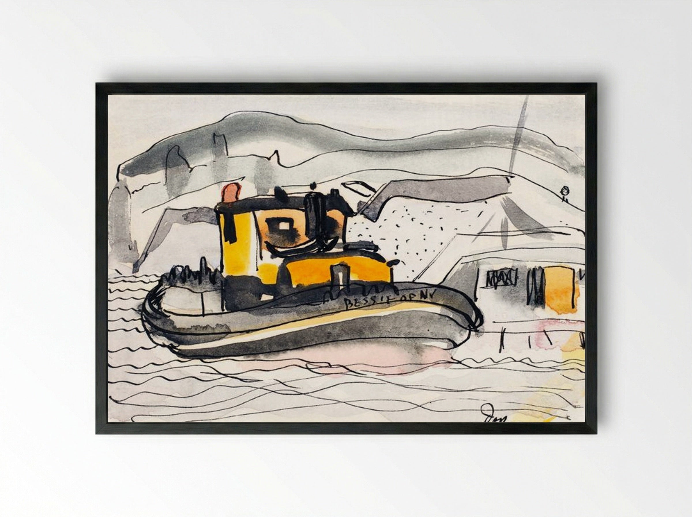 Study for 'The Bessie of New York' - Arthur Dove - Framed Print Black