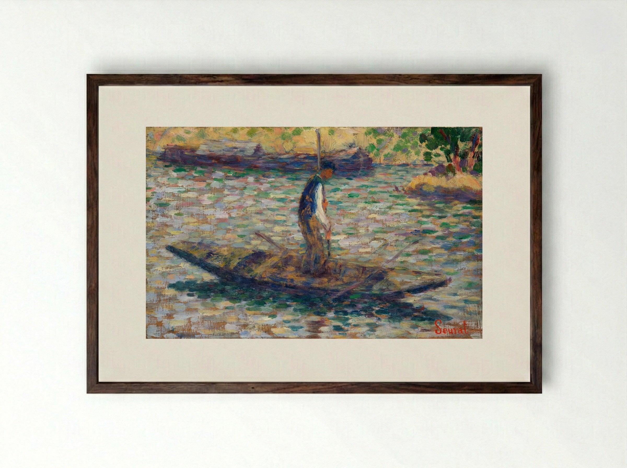 A Fisherman - Georges Seurat - Framed Print Dark Wood