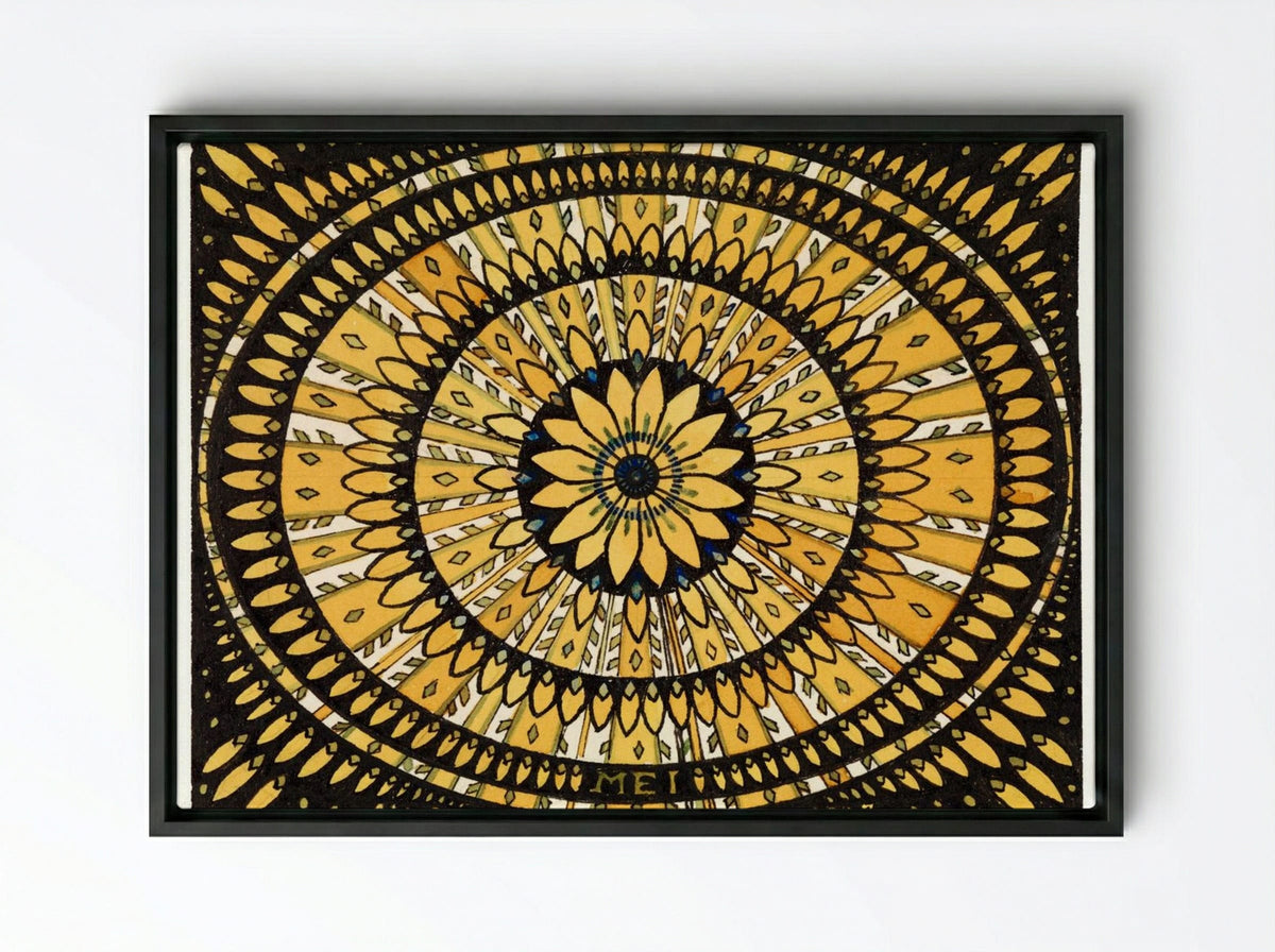 Rosette from Stylized Flowers and Leaves - Julie de Graag - Framed Canvas Black