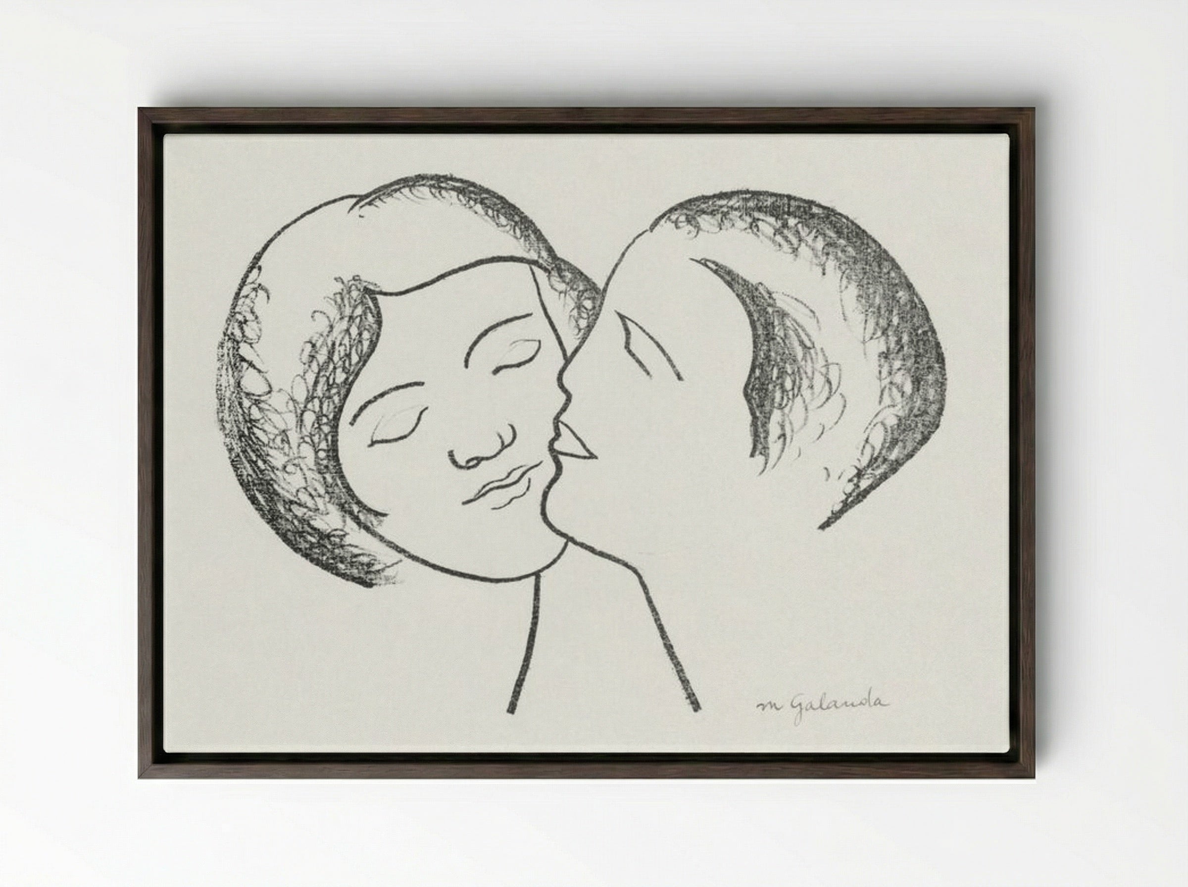 Lovers III - Mikuláš Galanda - Framed Canvas Dark Wood