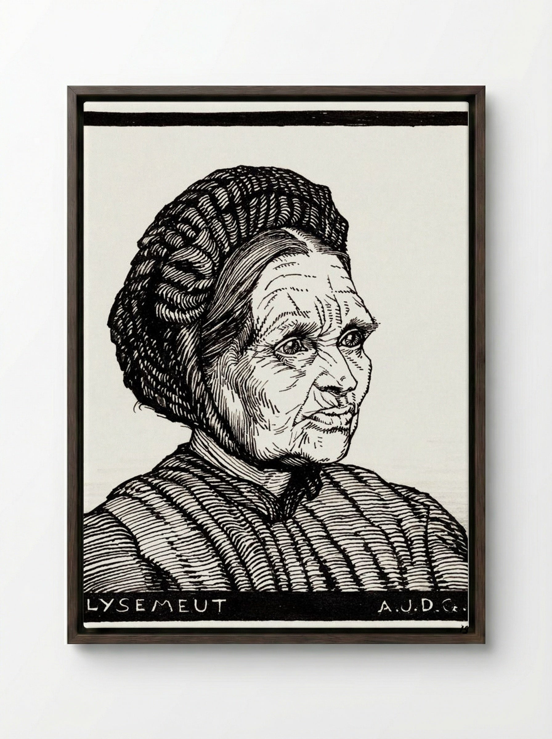 Portrait of Lysemeut, Laren Farmer's Wife - Julie de Graag - Framed Canvas Dark Wood