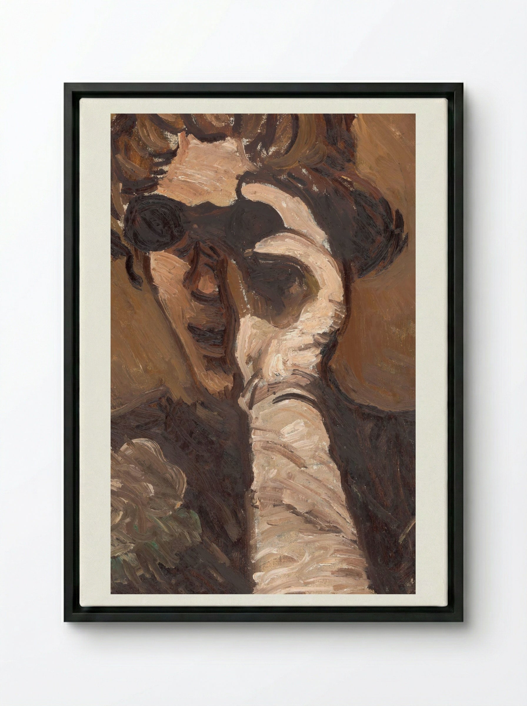 Lady with Opera Glasses - Cyprián Majerník - Framed Canvas Black