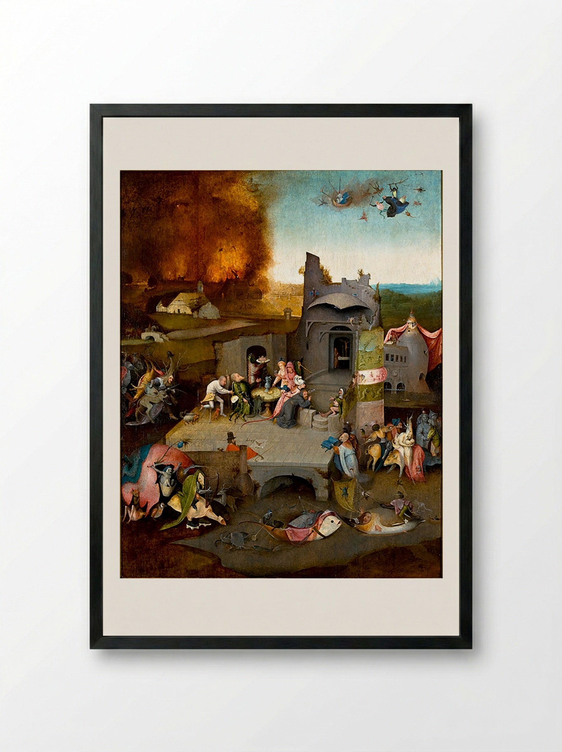 The Temptation of Saint Anthony - Hieronymus Bosch - Framed Print Black