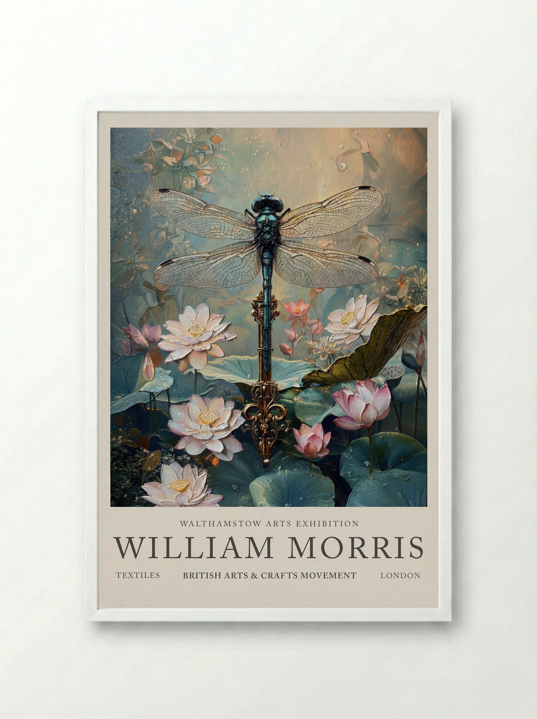 Dragonfly Dream - William Morris - Framed Print White