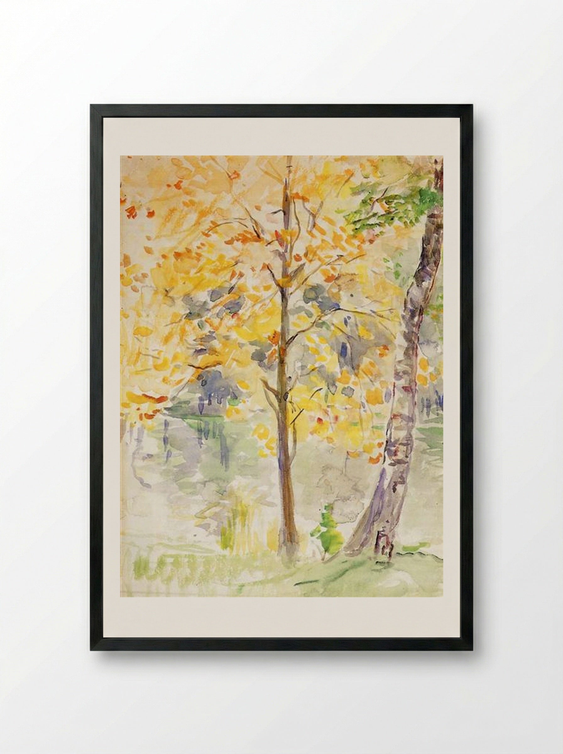 Fall Colors in the Bois de Boulogne - Berthe Morisot - Framed Print Black