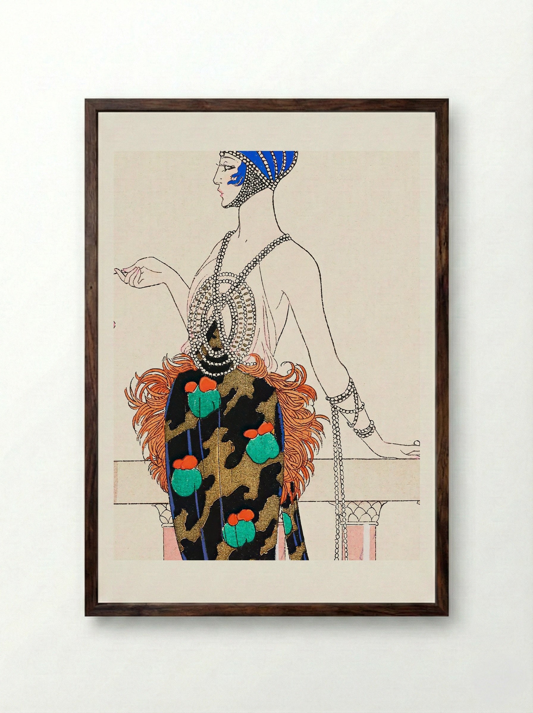 Laissez-moi Seule! (from Les Feuillets d'Art) - George Barbier - Framed Print Dark Wood