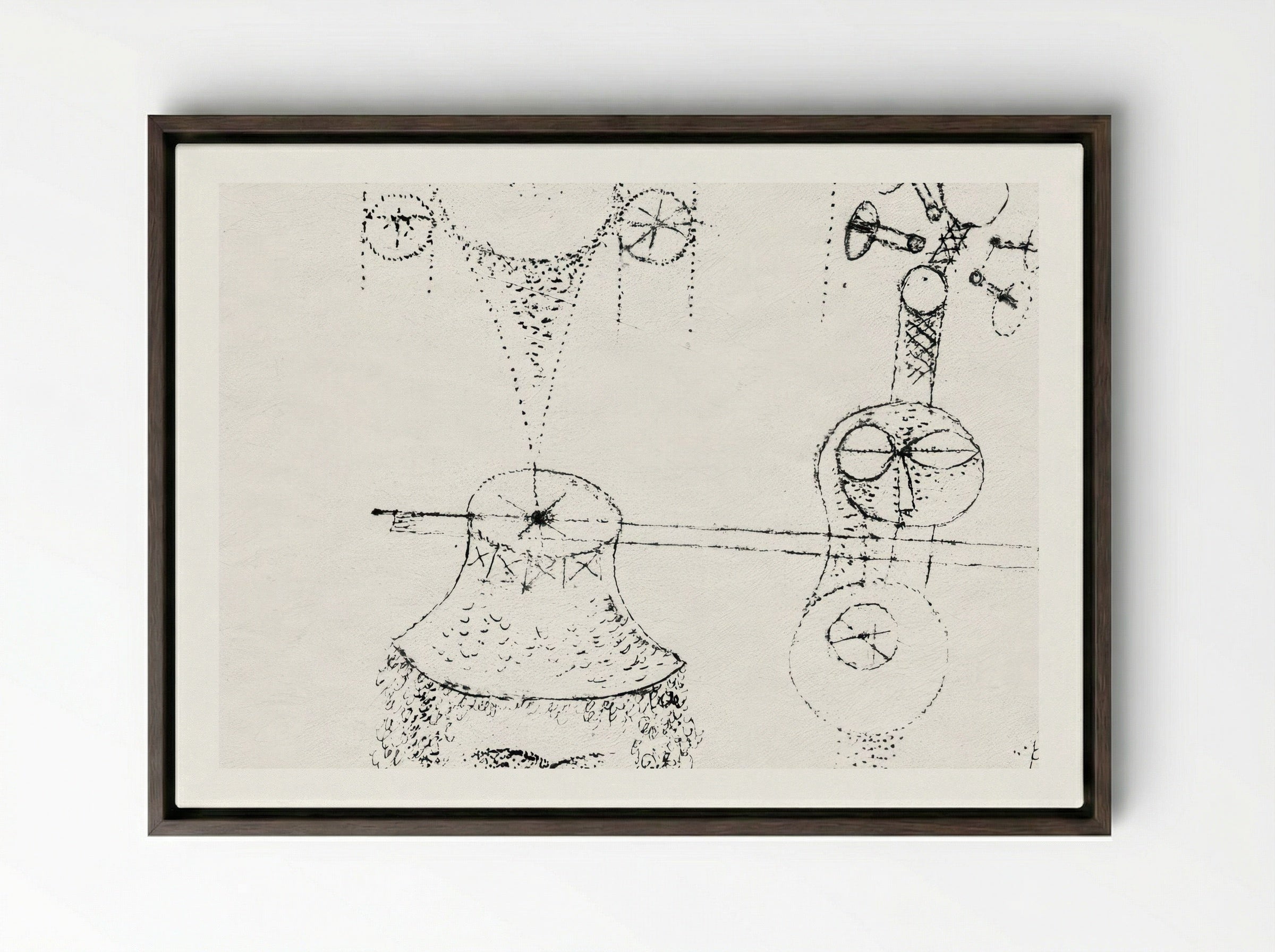 In Memory of an All-Girl Band - Paul Klee - Framed Canvas Dark Wood