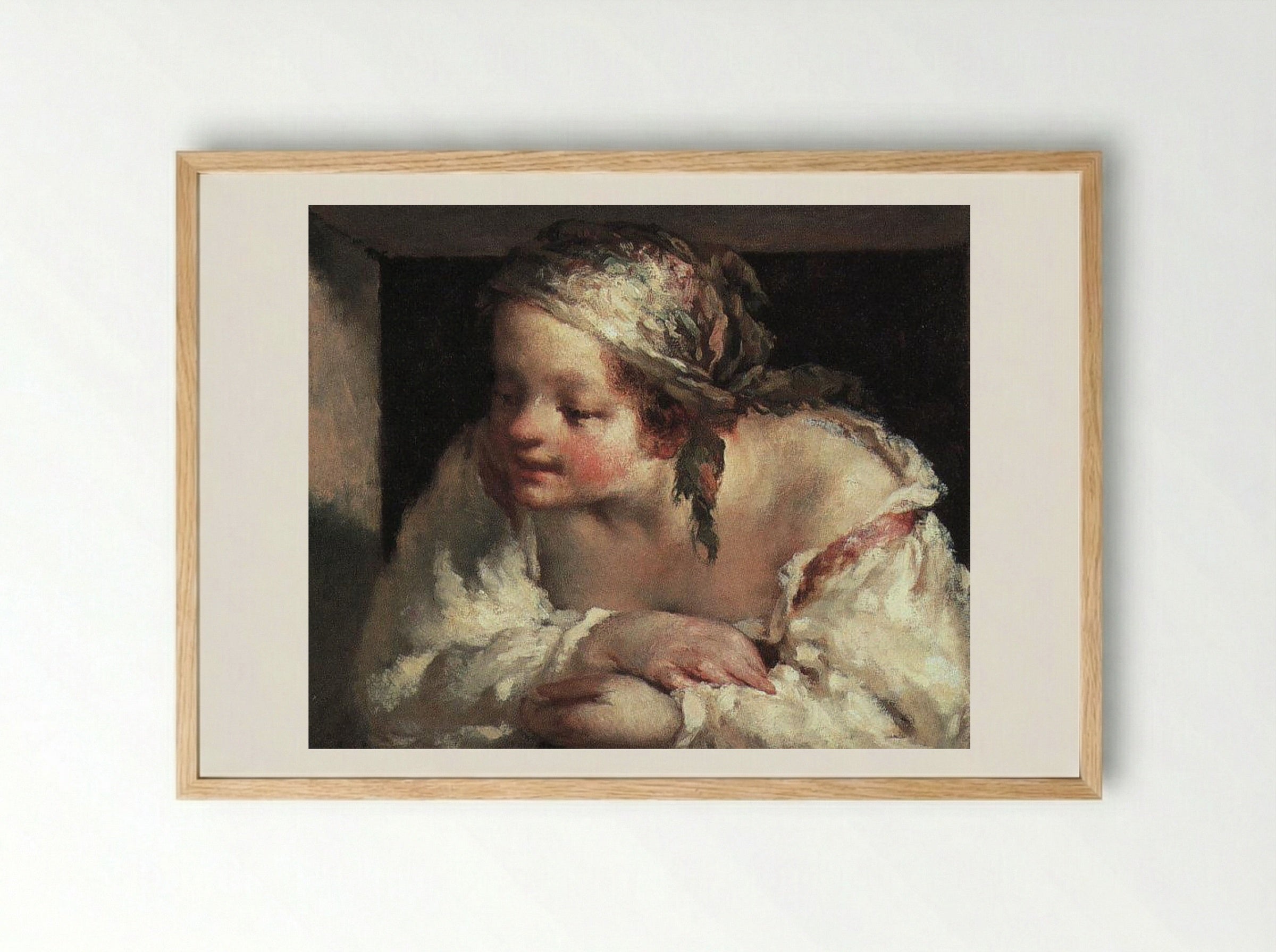 Young Woman - Jean-François Millet - Framed Print Wood