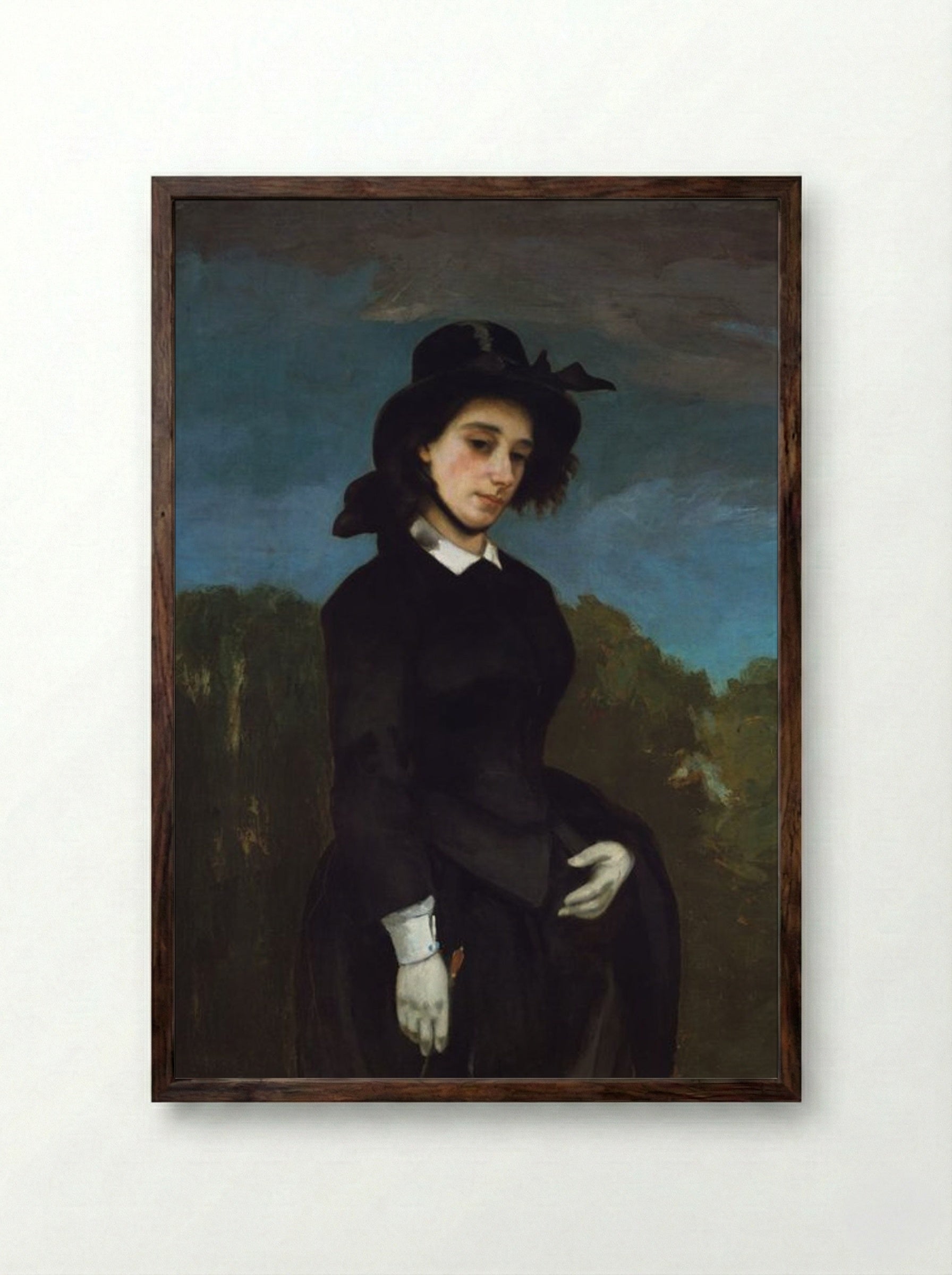 Woman in a Riding Habit ('L'Amazone') - Gustave Courbet - Framed Print Dark Wood