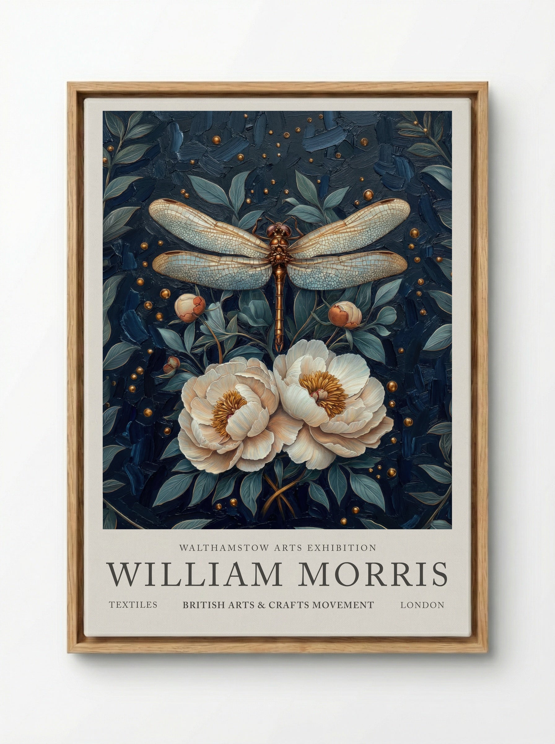 Dragonfly Dazzle - William Morris - Framed Canvas Wood