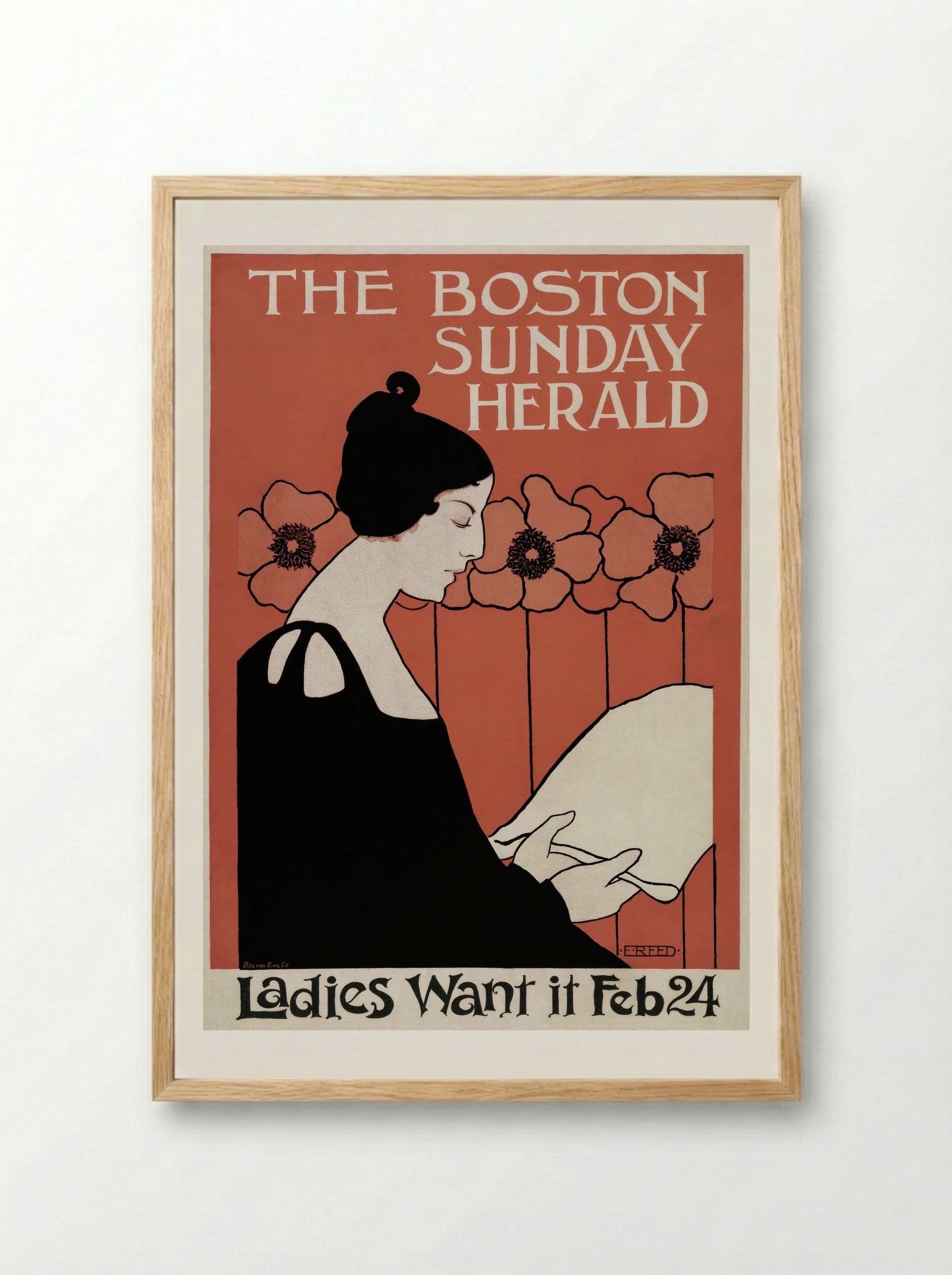 The Boston Sunday Herald - E.E. Reed - Framed Print Wood
