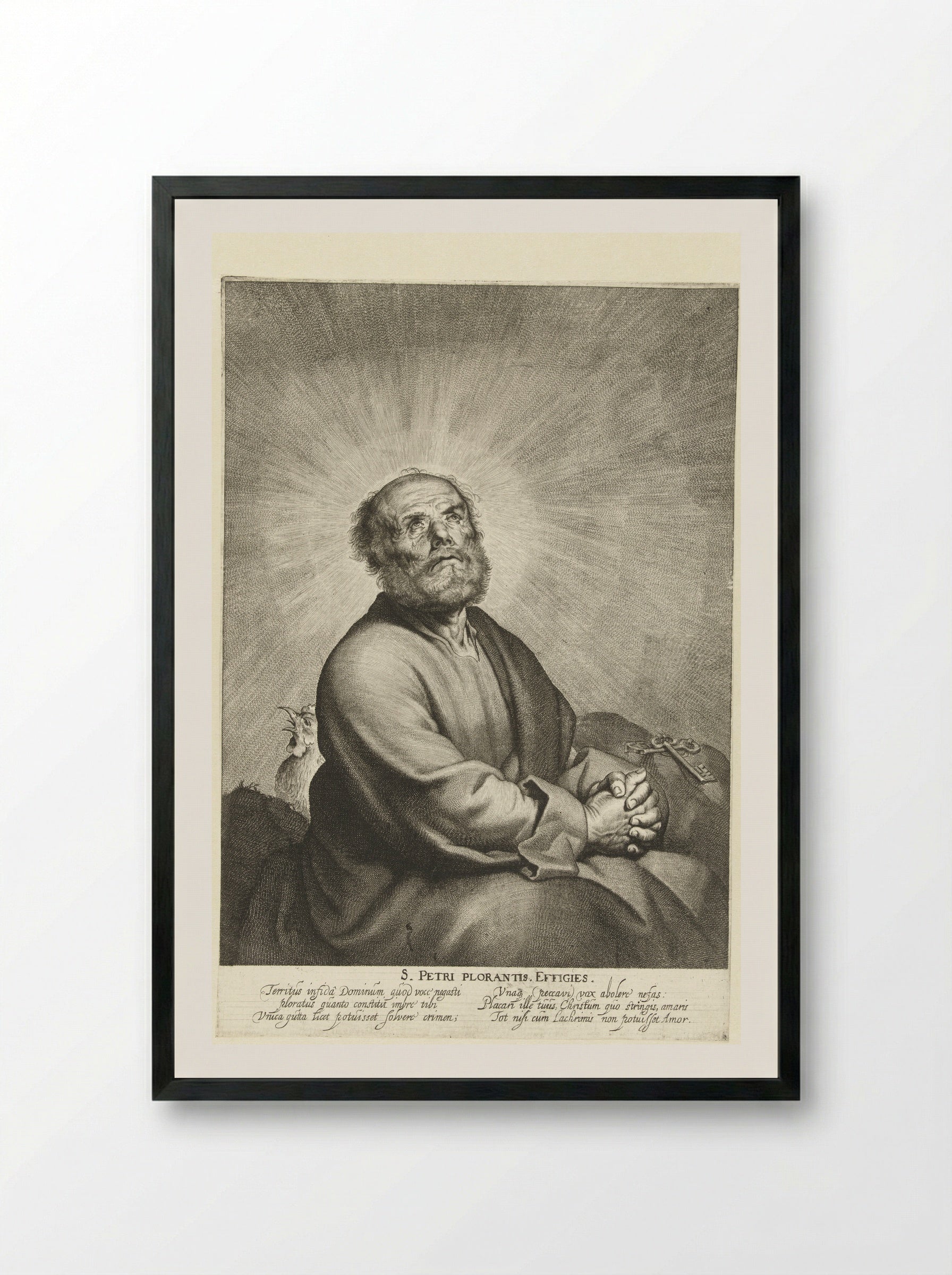 Heilige Petrus (Saint Peter Weeping) - Pieter de Grebber - Framed Print Black