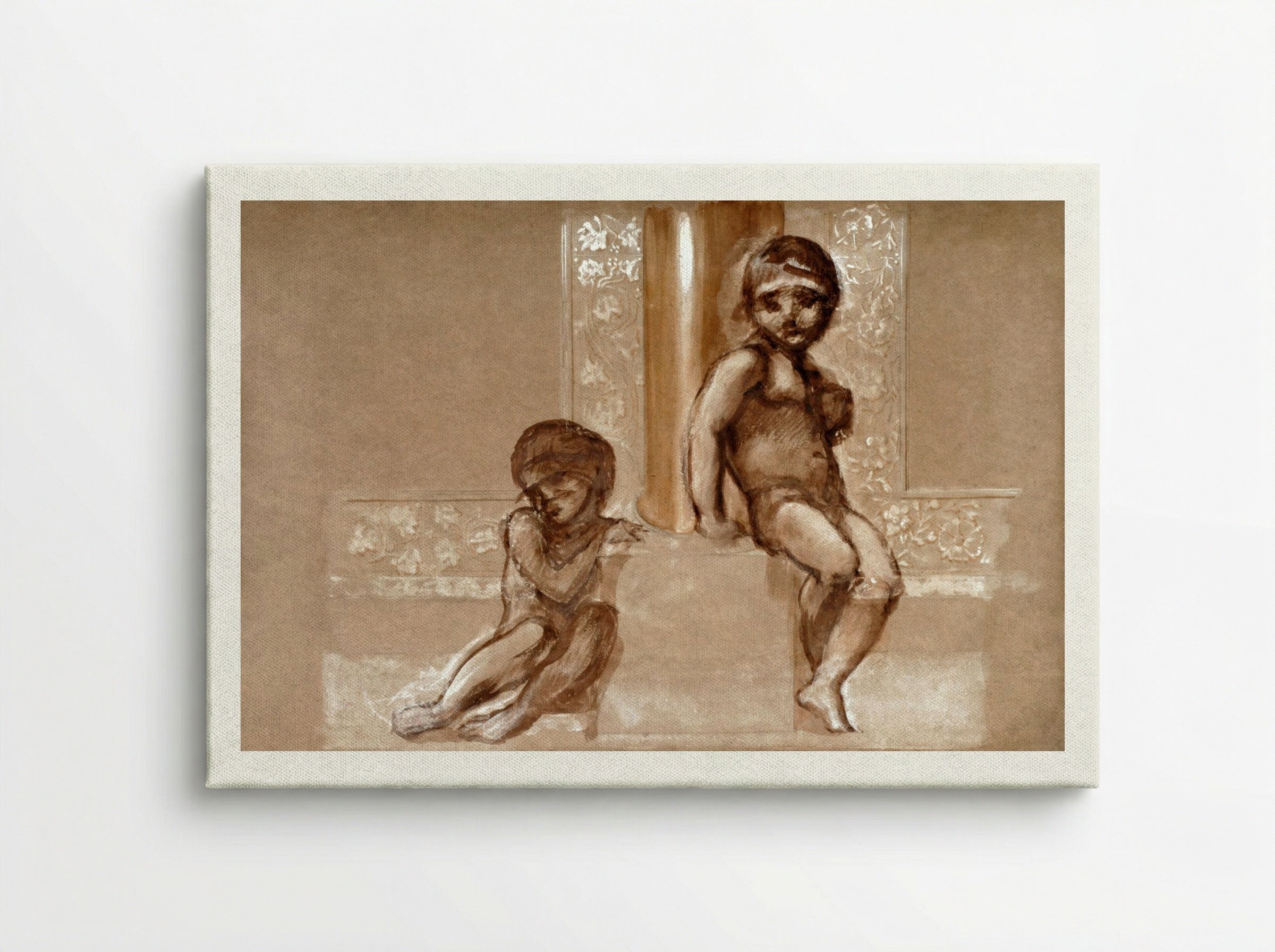 Study of Two Putti for 'The Troy Triptych' - Edward Burne-Jones - Canvas