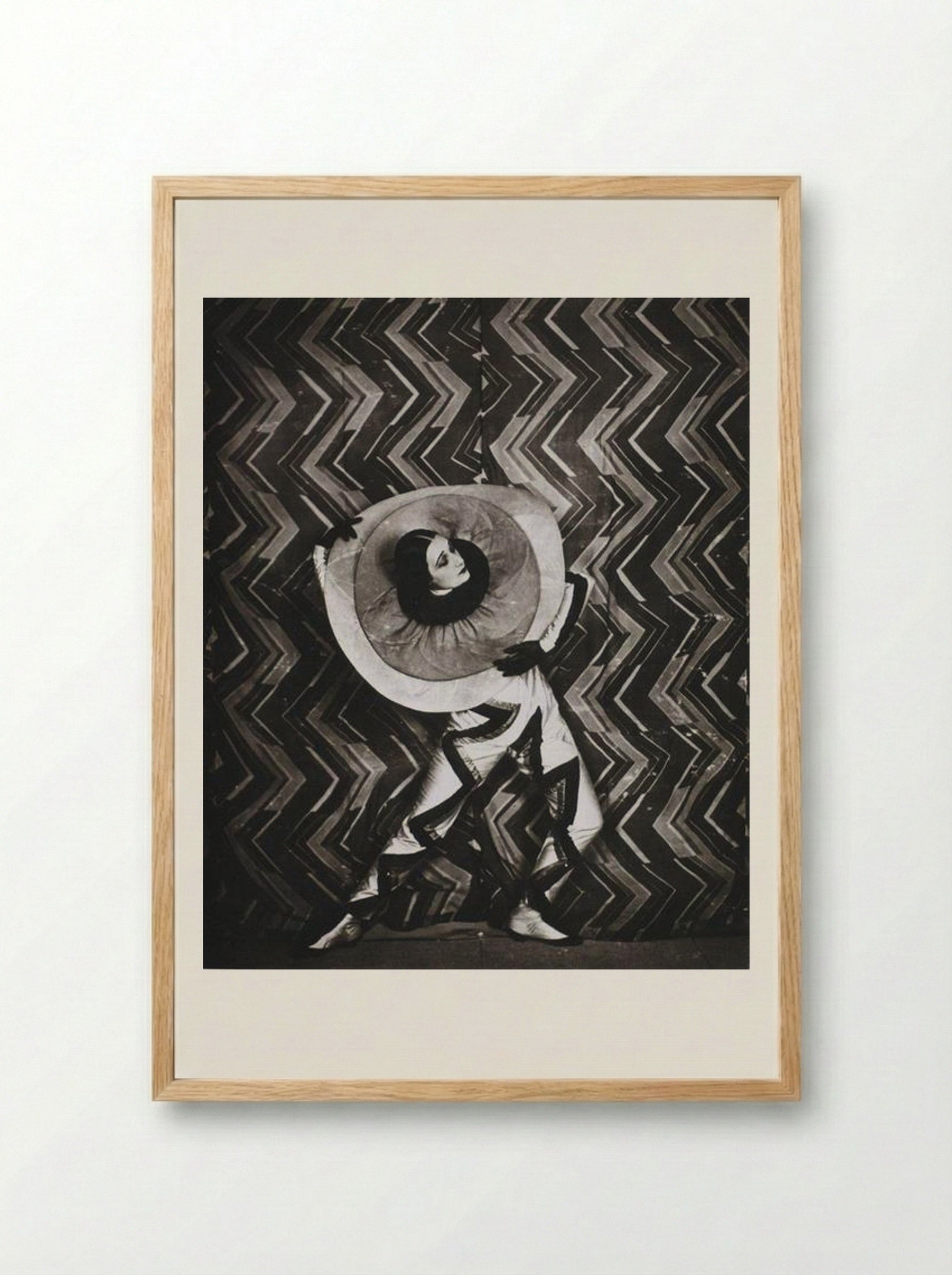 Wearing the Pierrot-Éclair costume designed by Sonia Delaunay, on the set of René Le Somptier’s film Le P’tit Parigot - Sonia Delaunay - Framed Print Wood