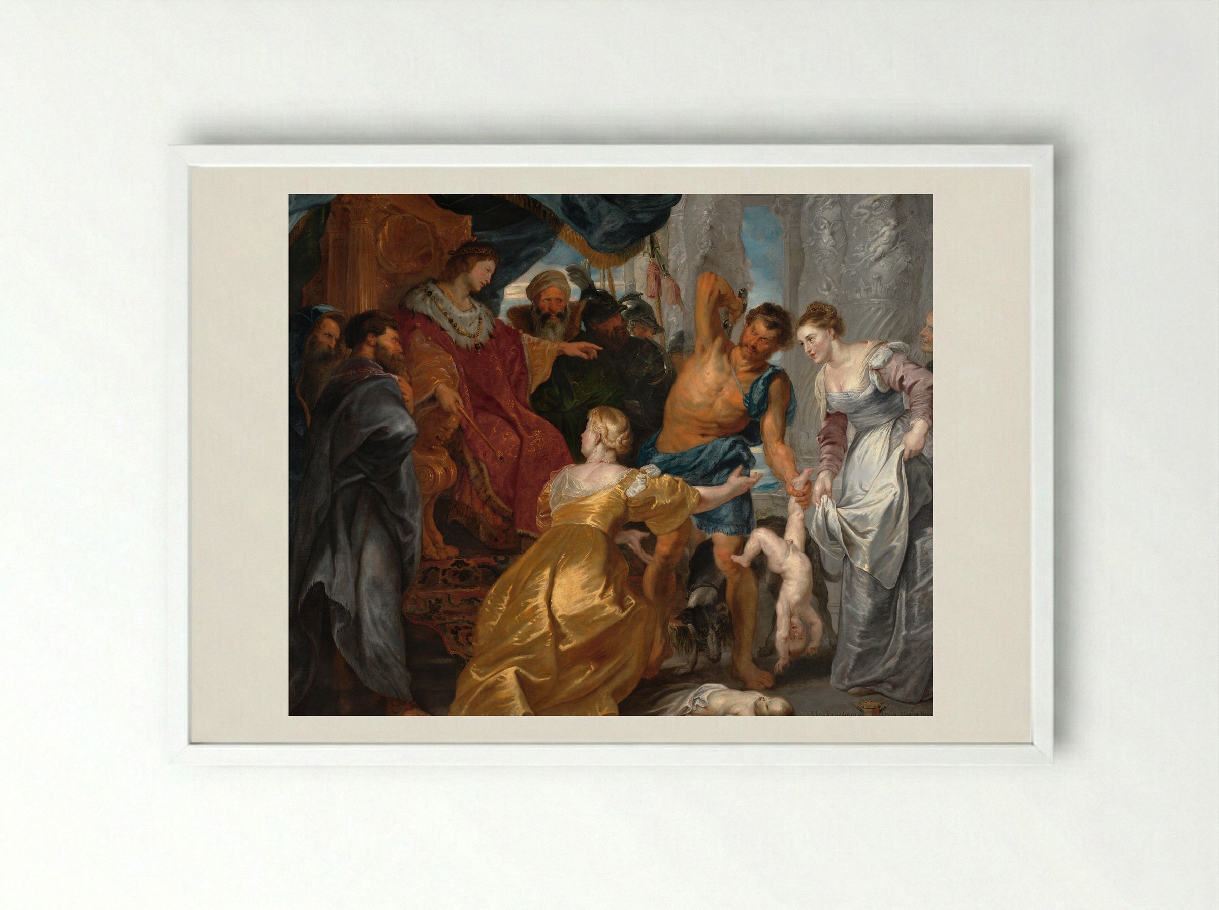 The Judgement of Solomon - Peter Paul Rubens - Framed Print White