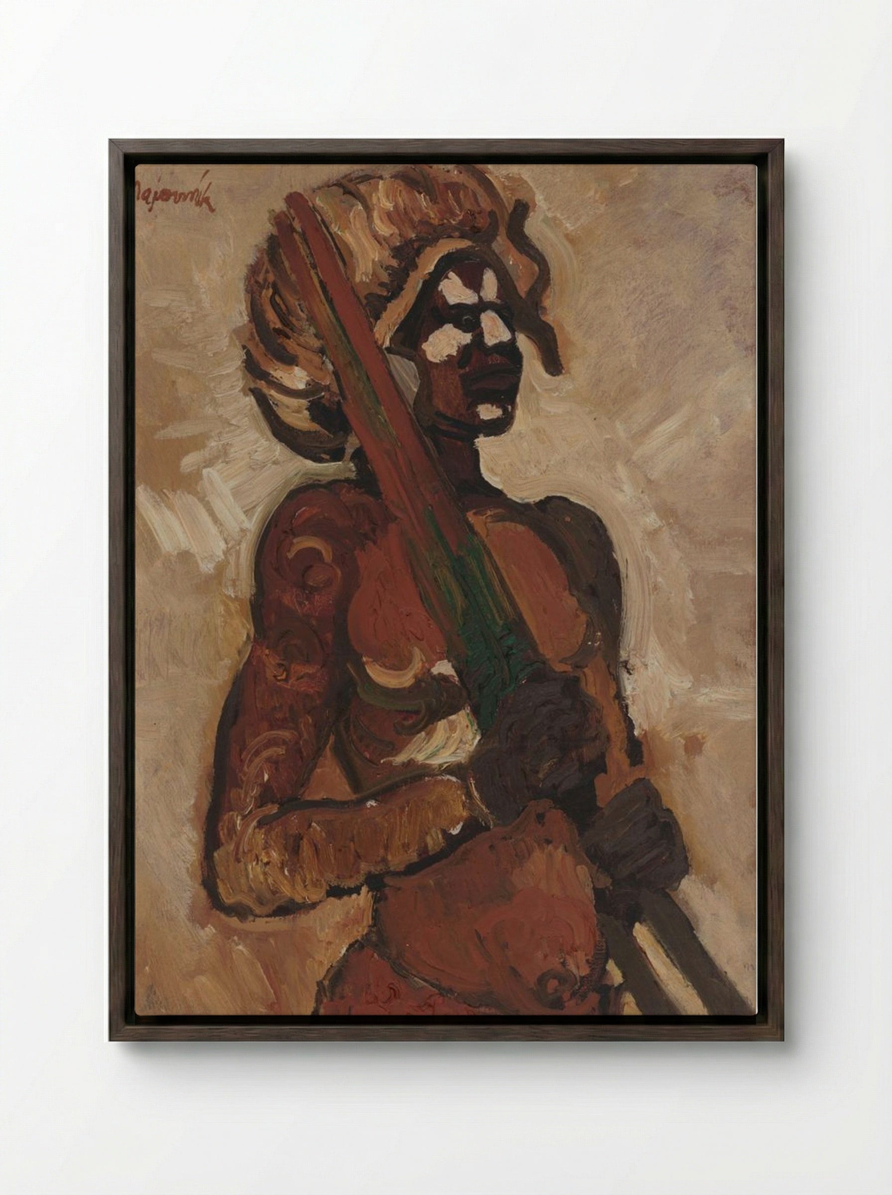 Black Warrior - Cyprián Majerník - Framed Canvas Dark Wood