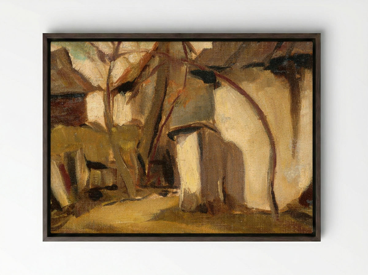 Village Yard - Zolo Palugyay - Framed Canvas Dark Wood