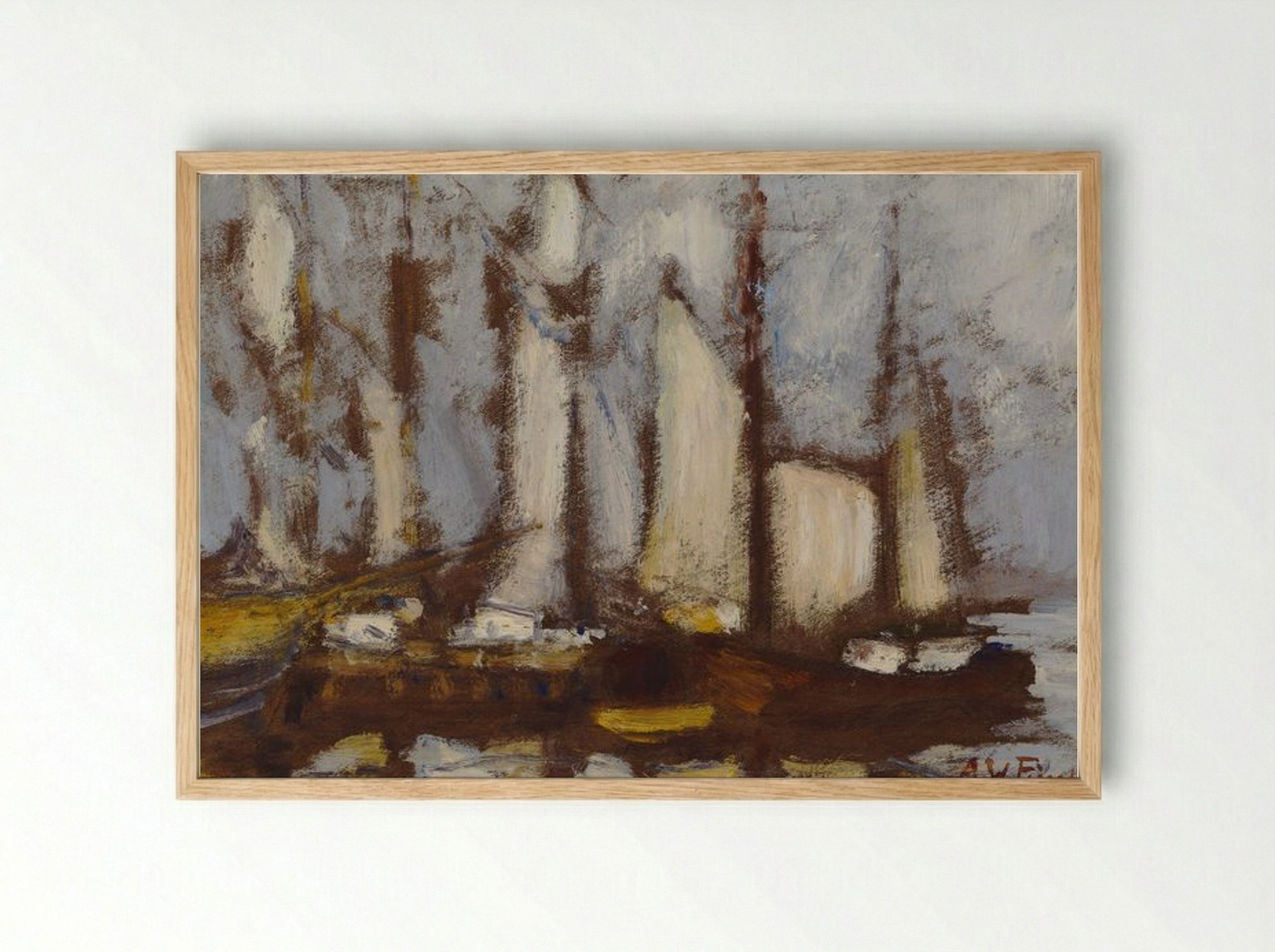 Sailing Vessels - Alfred William Finch - Framed Print Wood