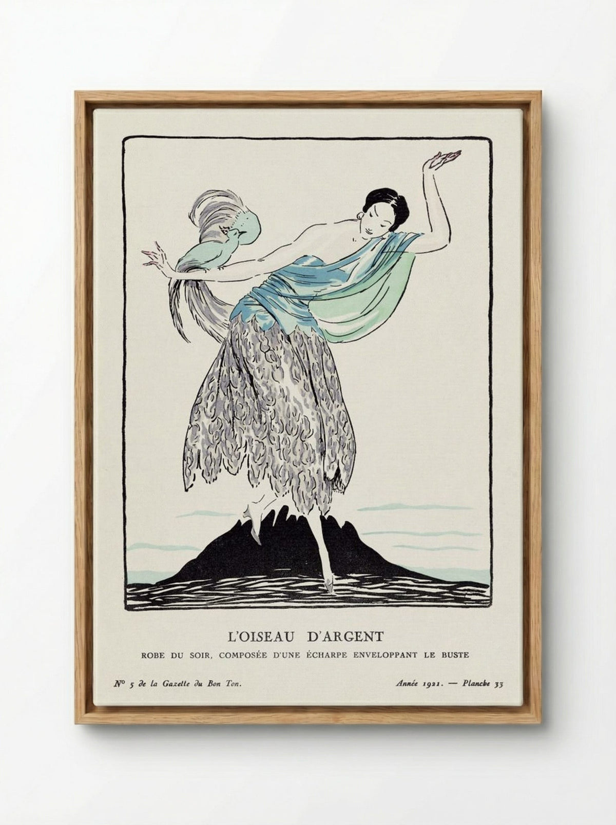 L'Oiseau d'Argent (Fashion Plate) - Fine Art Print - Framed Canvas Wood