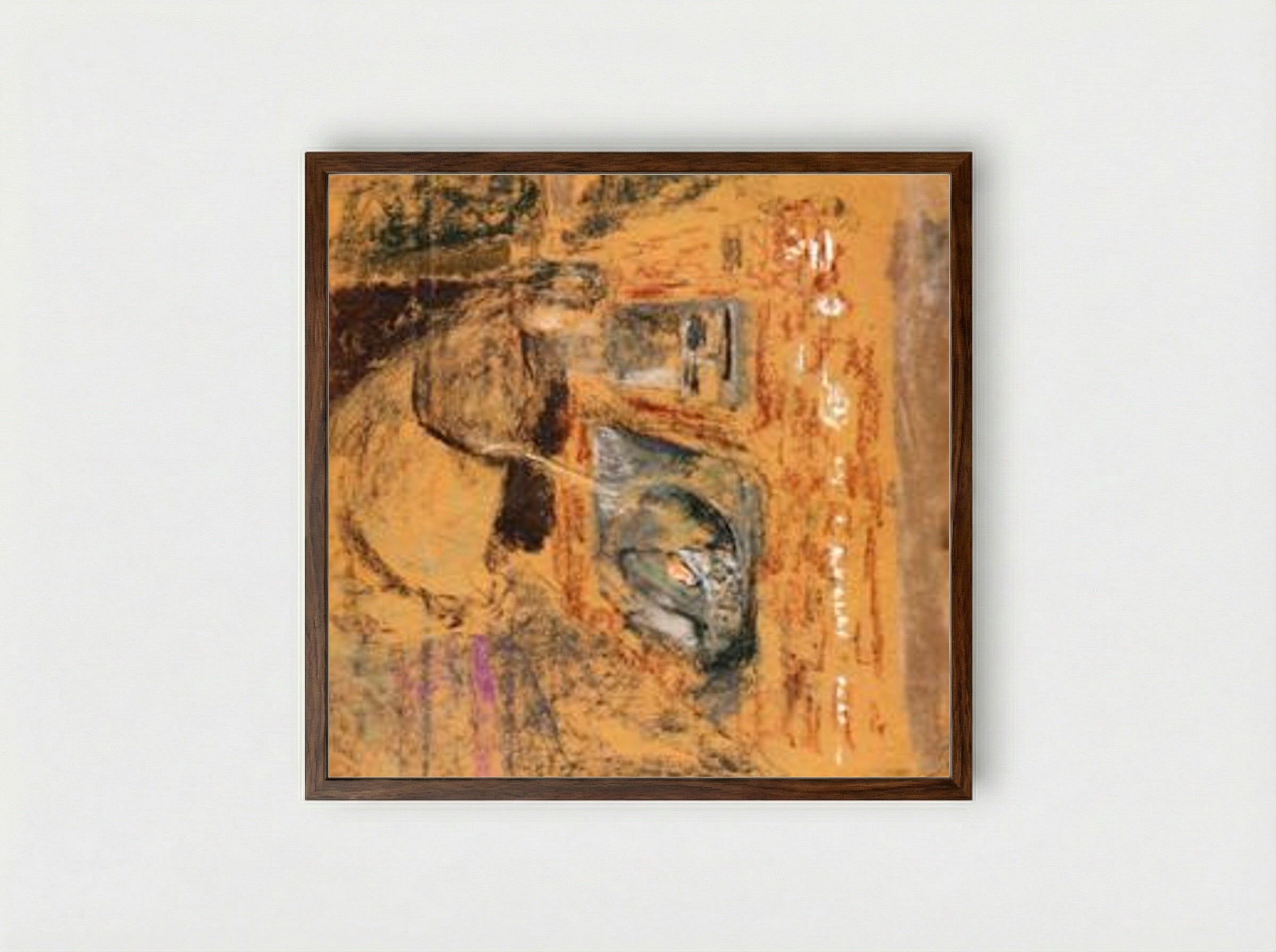 Woman in Front of the Fireplace - Édouard Vuillard - Framed Print Dark Wood