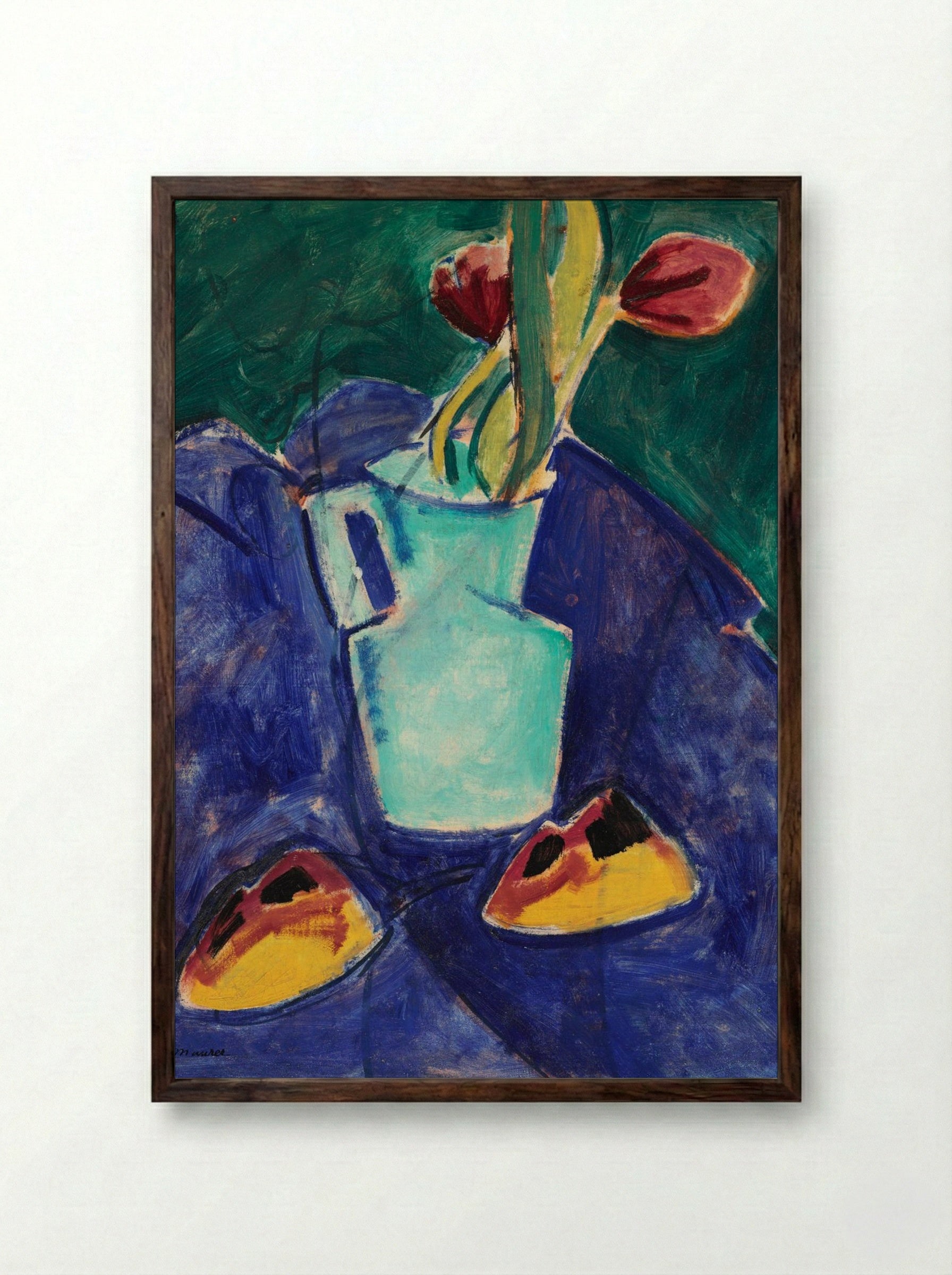 Tulips in a Green Vase - Alfred Henry Maurer - Framed Print Dark Wood