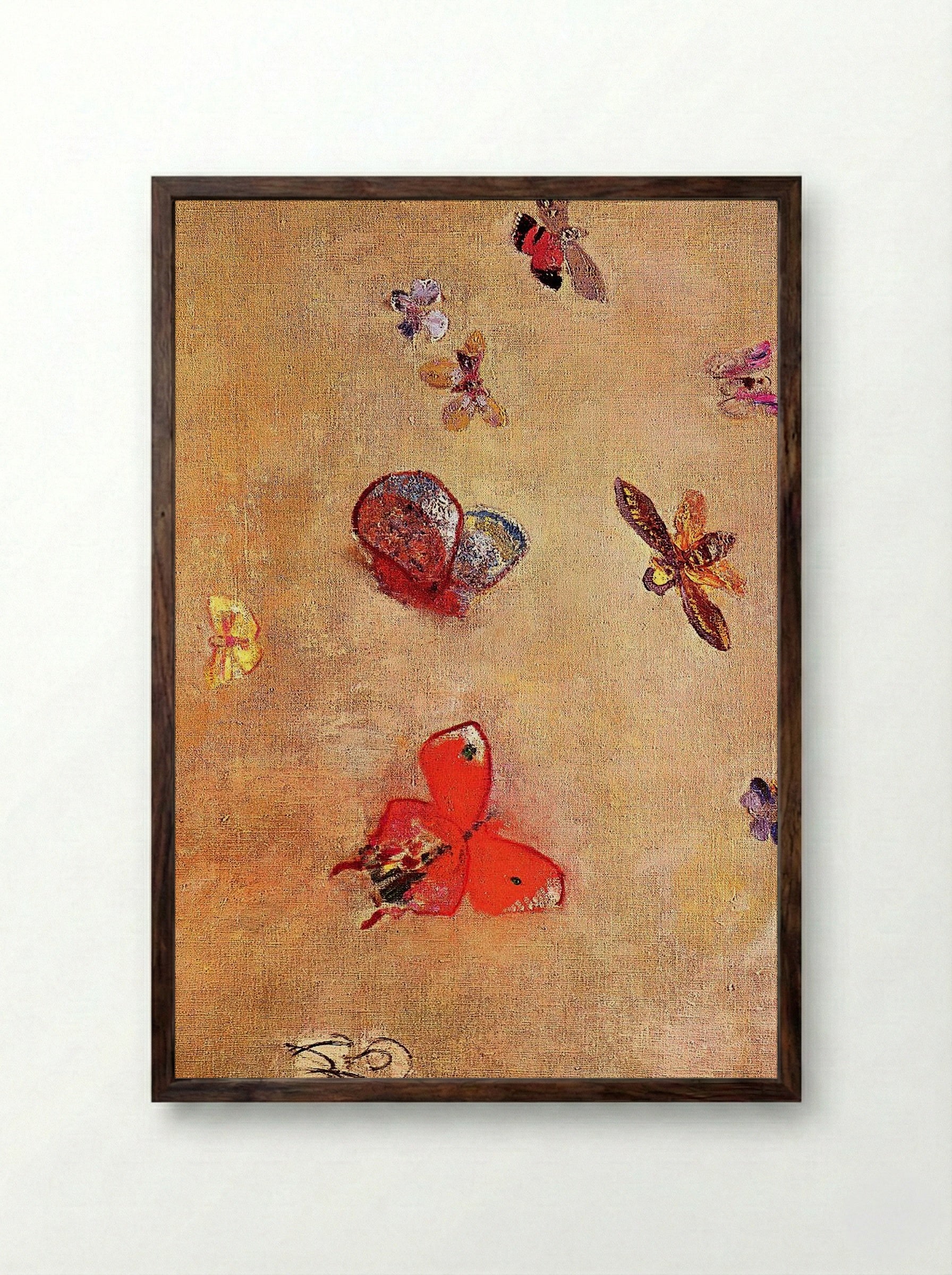 Butterflies - Odilon Redon - Framed Print Dark Wood