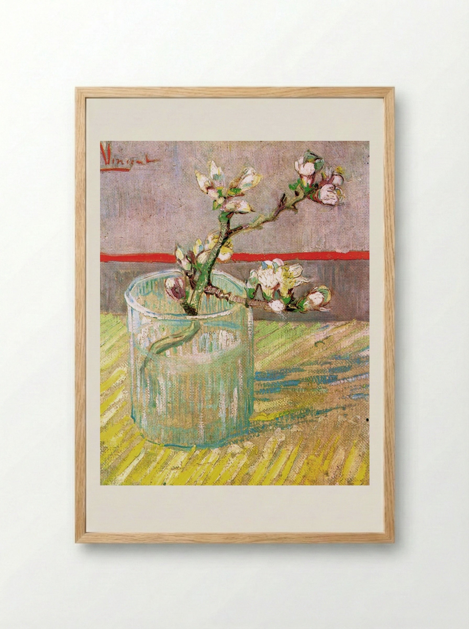 Blossoming Almond Branch in a Glass - Vincent van Gogh - Framed Print Wood