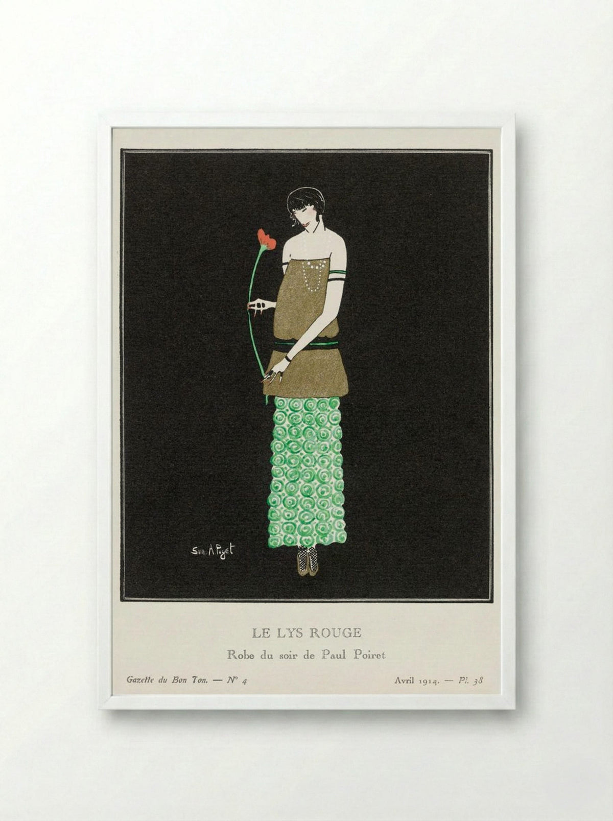 Le Lys Rouge, Robe du Soir de Paul Poiret - Simone A. Puget - Framed Print White