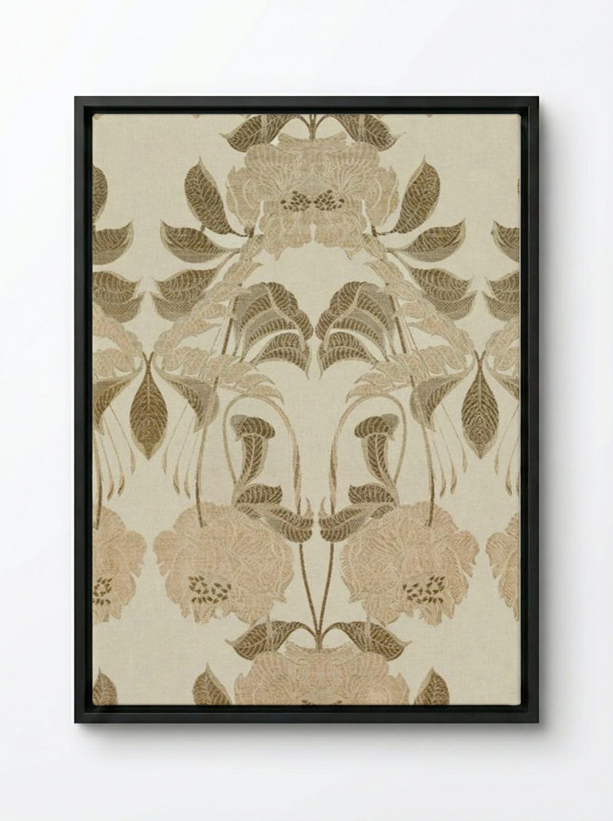 Silk with Art Nouveau Design - Georges de Feure - Framed Canvas Black