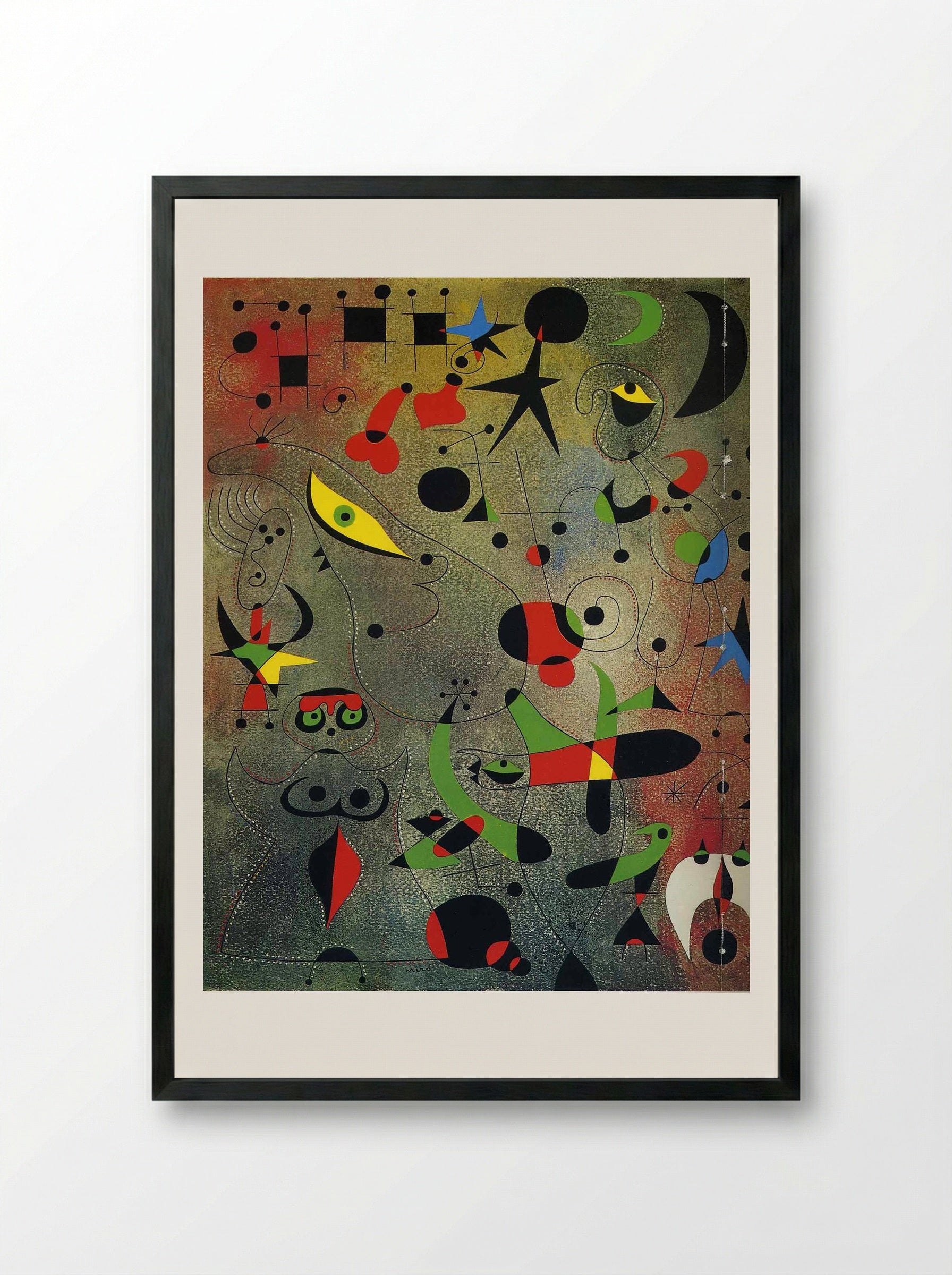 Constellation Awakening at Dawn - Joan Miró - Framed Print Black