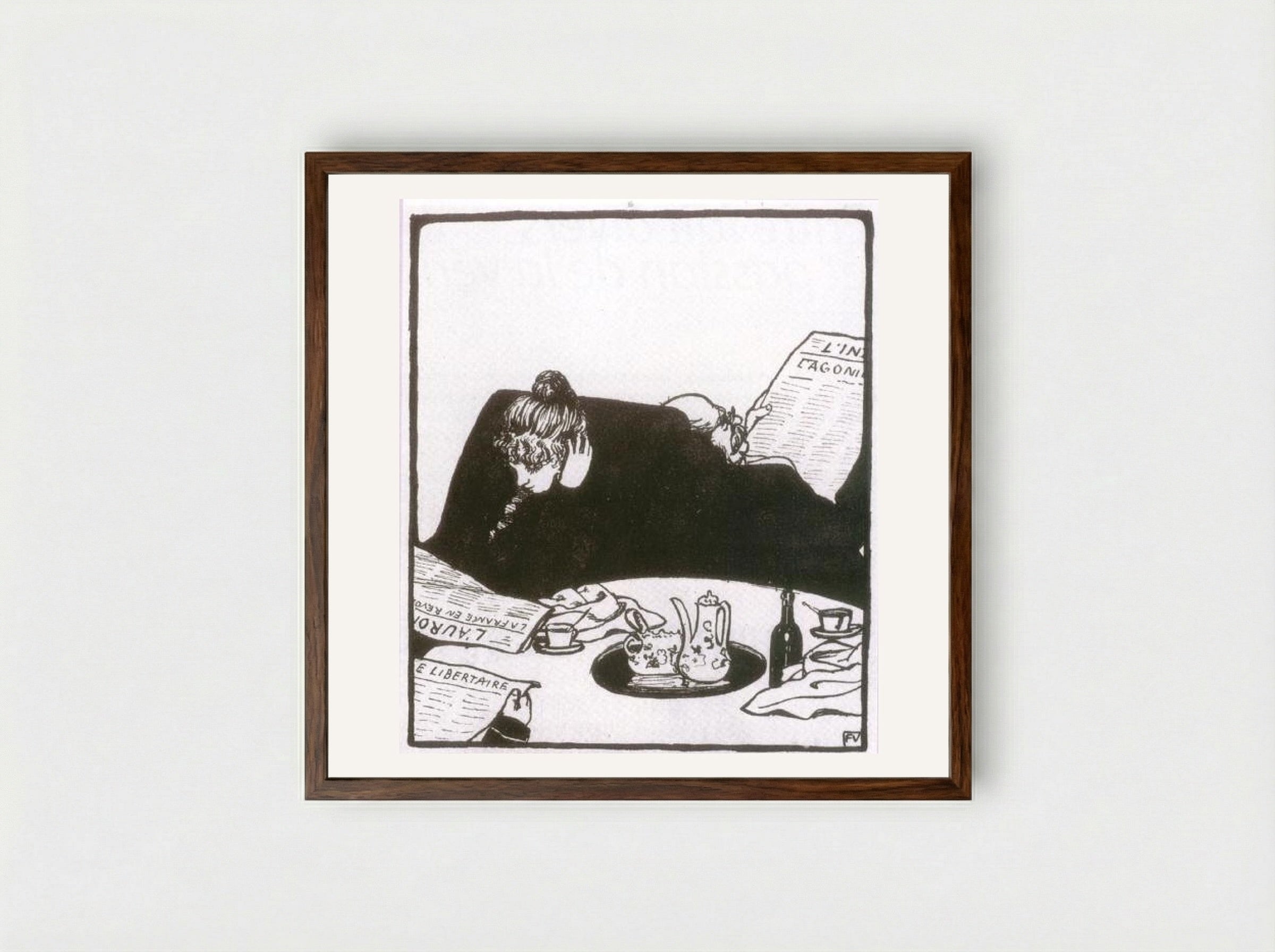 The Sick One - Félix Vallotton - Framed Print Dark Wood
